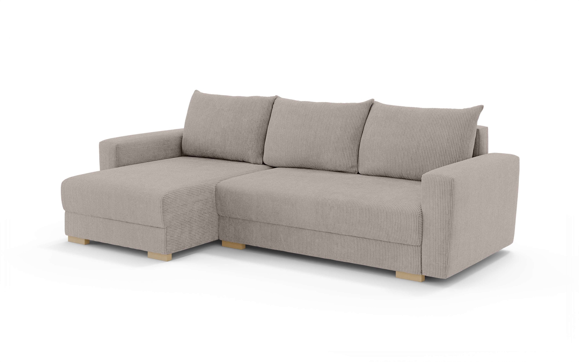 Home affaire Canapé d'angle »MAGHERA universell Schlafsofa mit Bettkasten, Masse B/T/H: 255/142/84cm« L-Form mit Recamiere rechts oder links montierbar, hoher Sitzkomfort