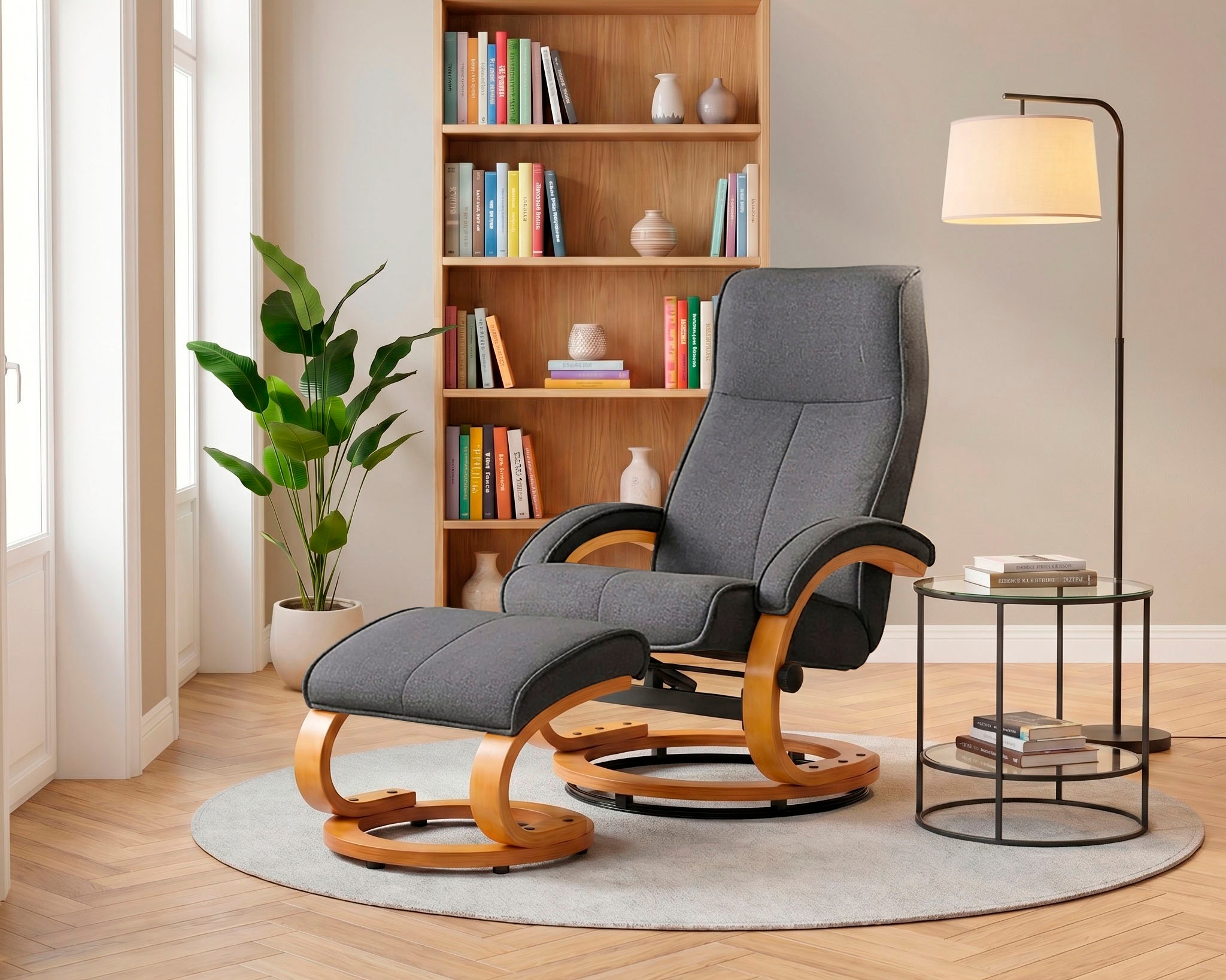 GOODproduct Relaxsessel »mit Hocker PARIS Webstoff - OTTO. Verlässliche Qualität.« bestehend aus Sessel und Hocker, 2 Stk. tlg. Relaxfunktion, Dreh- und Kippfunktion, Unser Dauertiefpreis