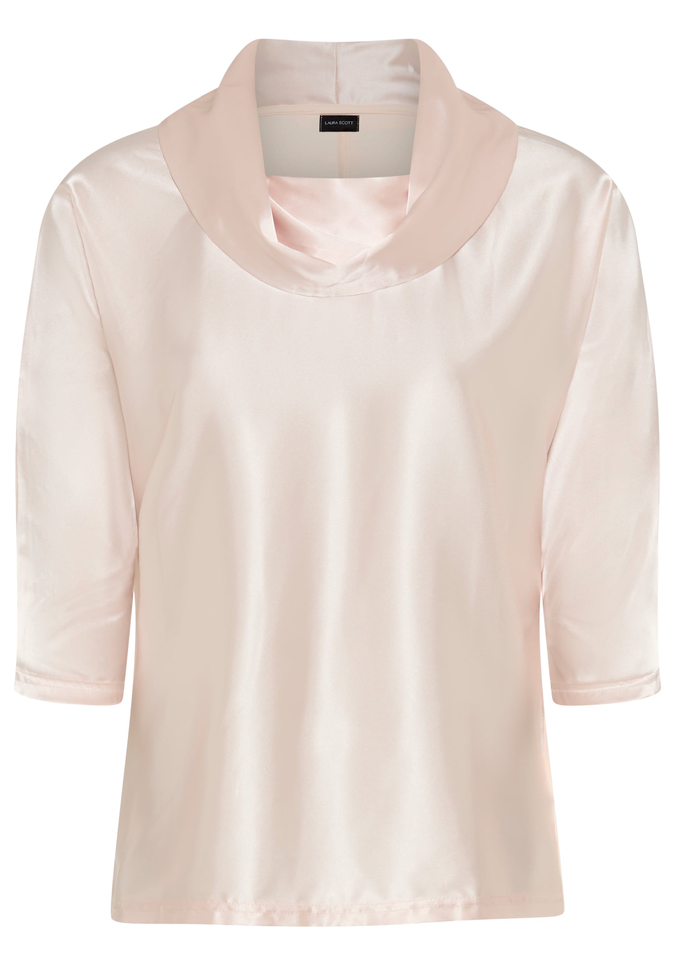 Laura Scott Shirtbluse aus Satin und Jersey, figurumspielende Passform, 3/4-Fledermausärmel