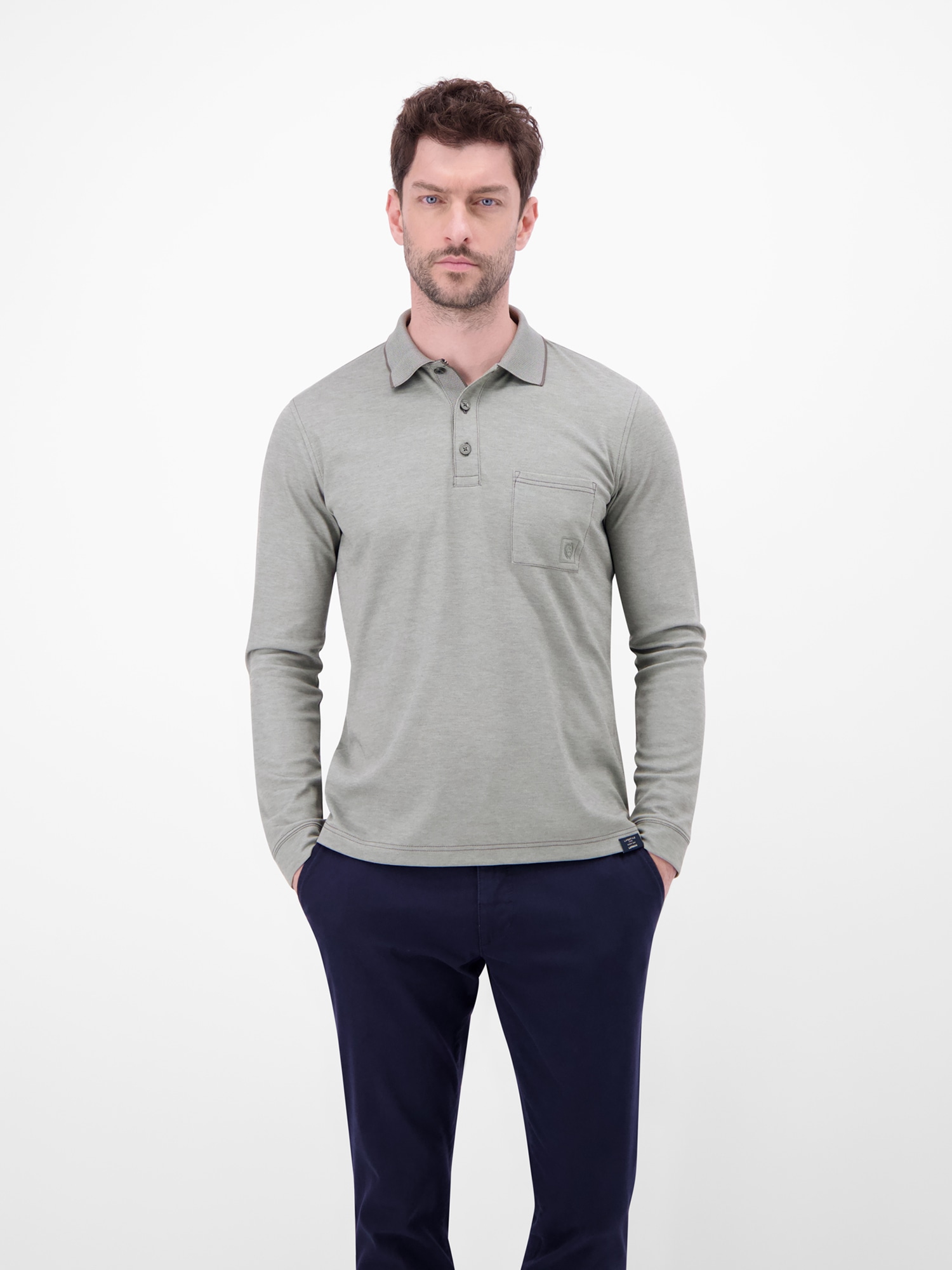 Image of LERROS Sweatshirt "Langarm Polo mit Brusttasche aus Baumwollmix"