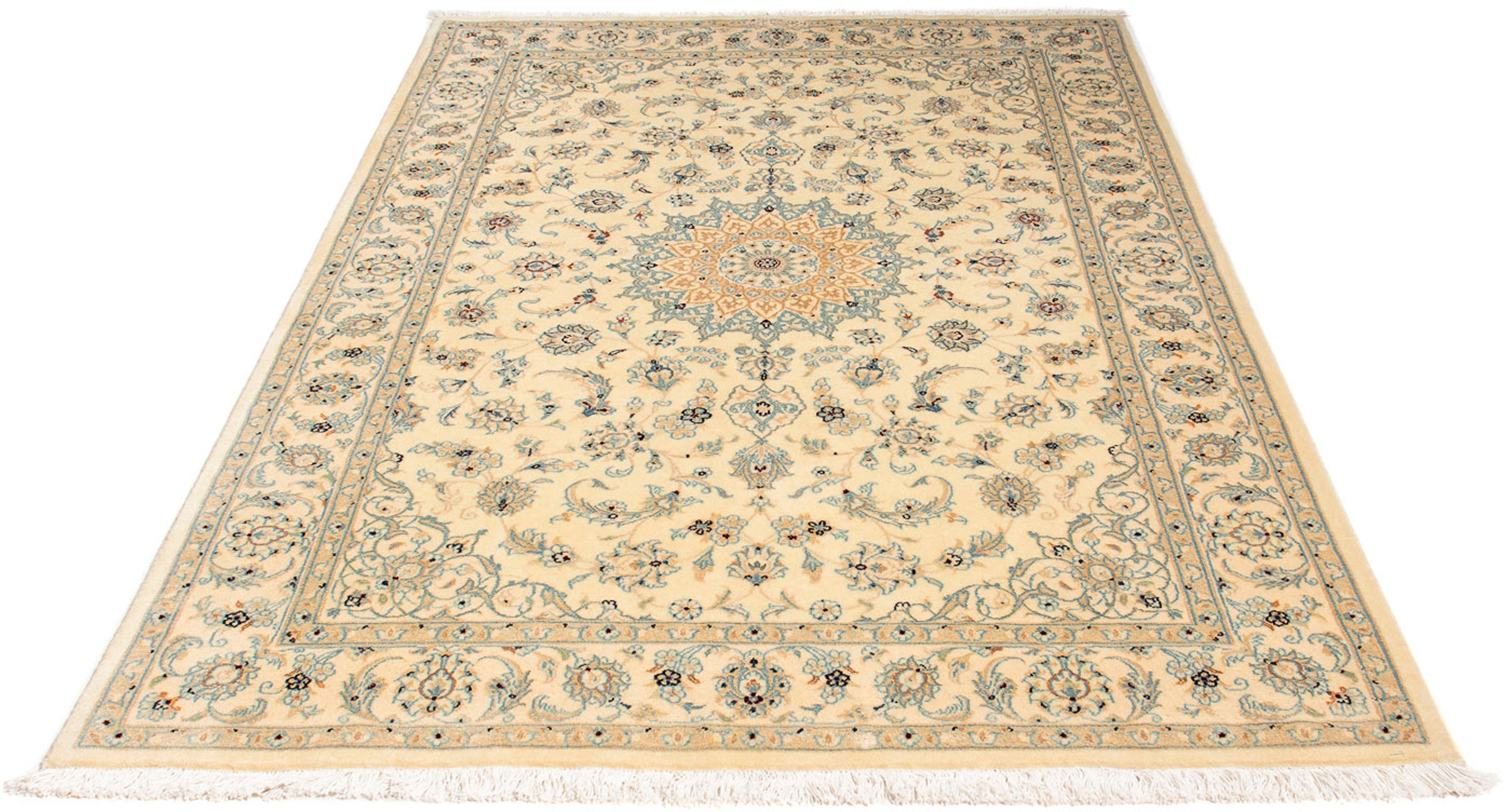 Image of morgenland Orientteppich »Perser - Nain - Royal - 198 x 137 cm - beige«, rechteckig, 10 mm Höhe, Wohnzimmer, Handgeknüpft, Einzelstück mit Zertifikat bei Ackermann Versand Schweiz