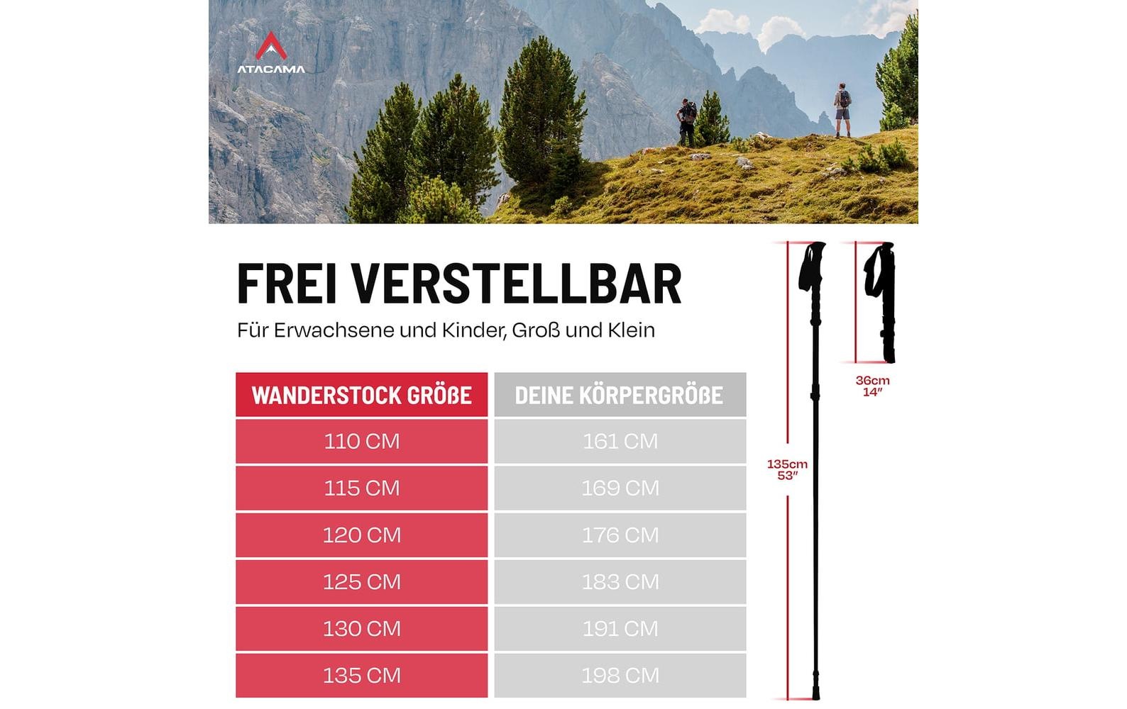   Bâtons de randonnée »Atacama Flip Lock 110-135 cm«