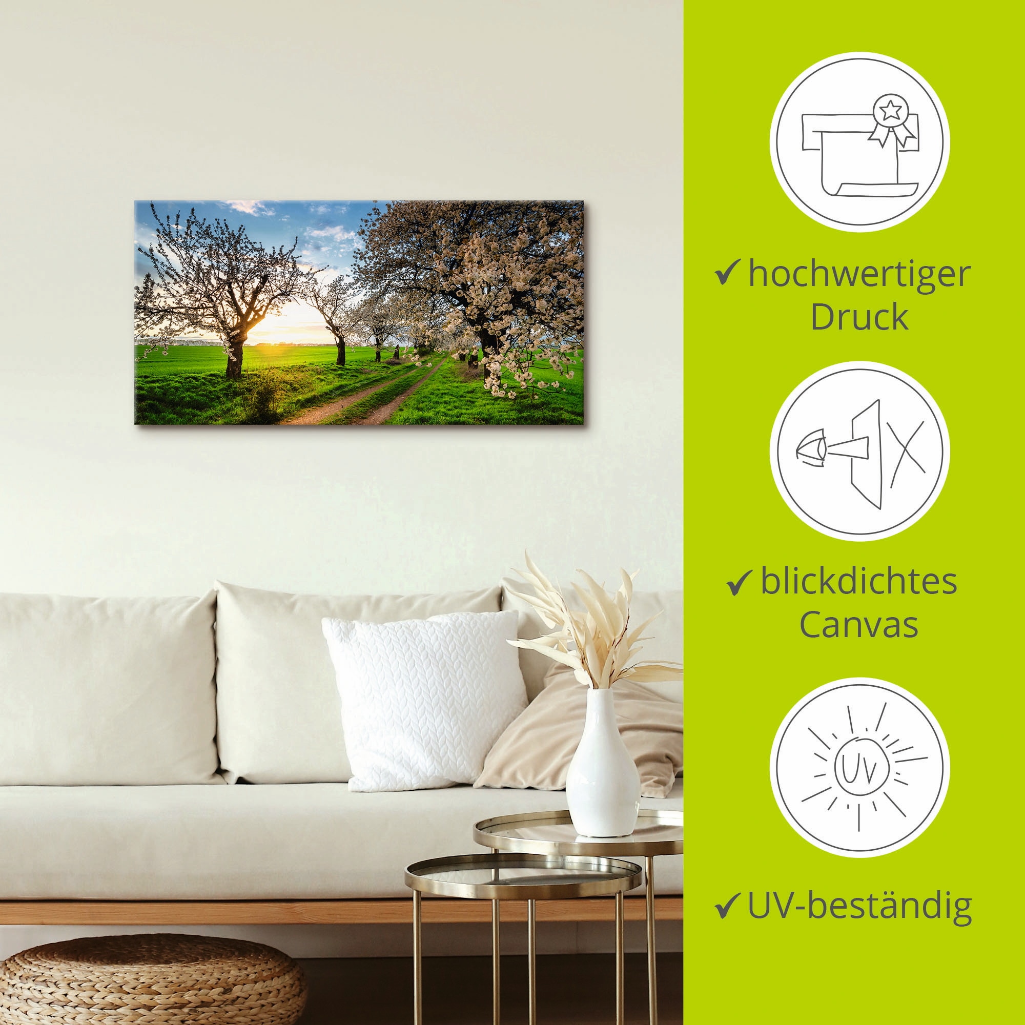 Artland Tableau sur toile »Kirschallee« 1 cuis tlg. auf Holzrahmen gespannt