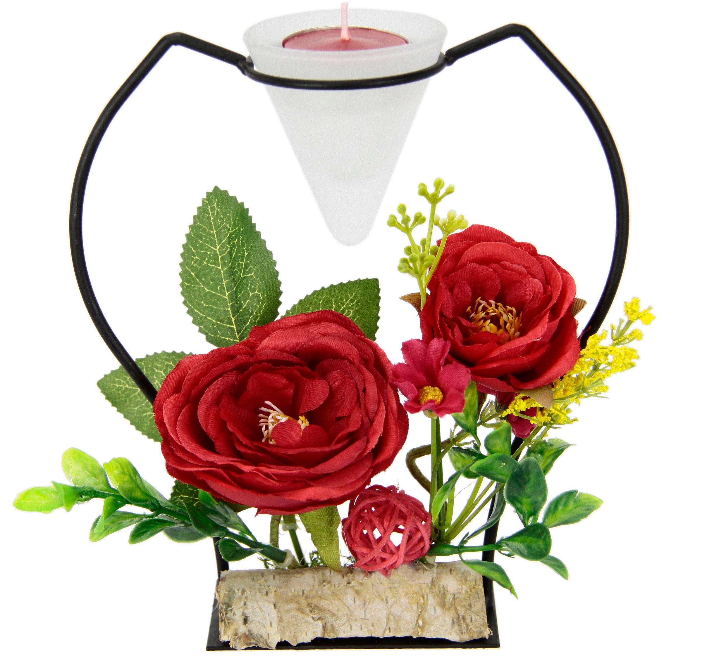 3D Metall Advent Teelichtkerze Teelichthalter bequem I.GE.A. Kerzenständer »Rose«, Glaseinsatz Kunstblumen kaufen