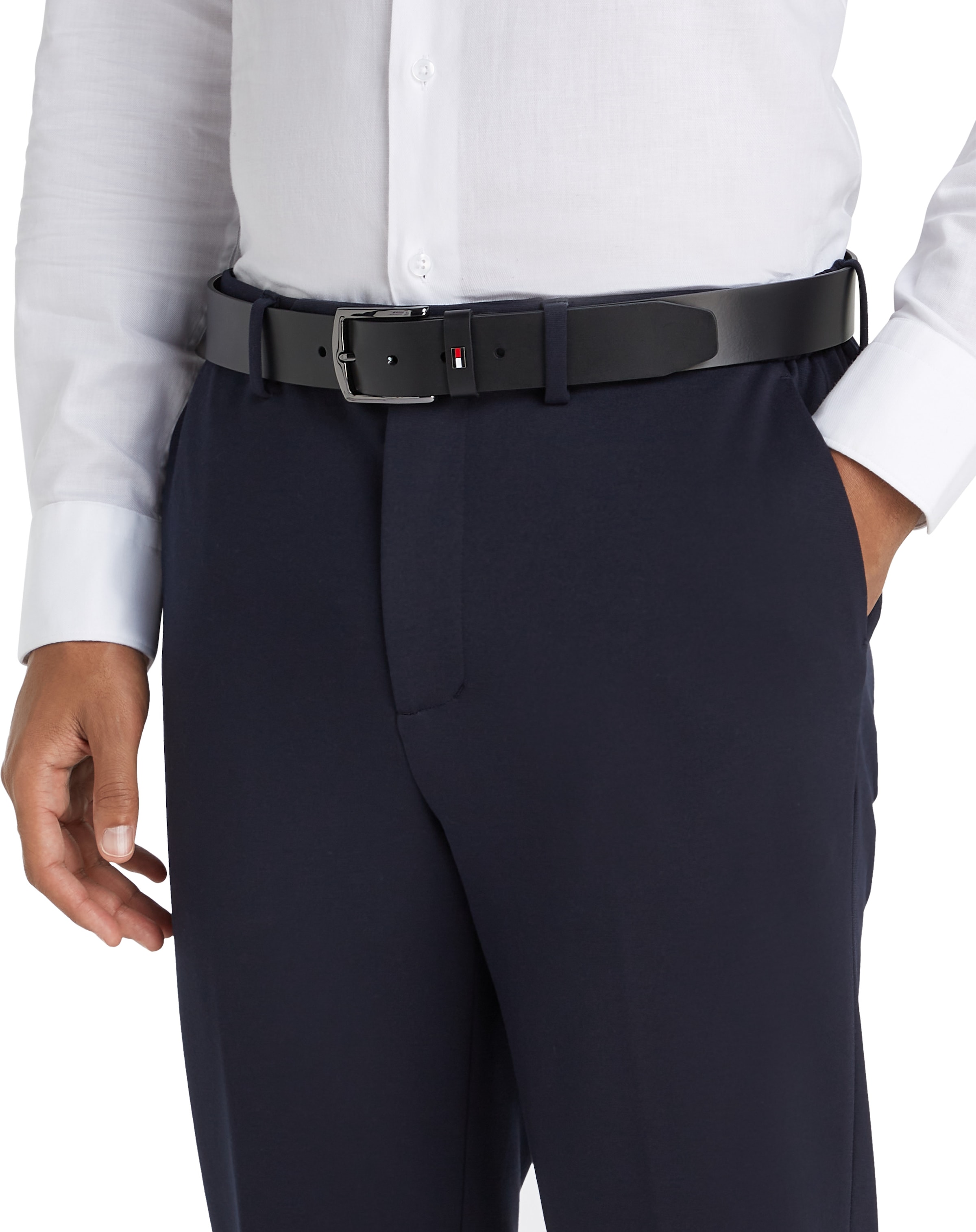 Tommy Hilfiger Ledergürtel »DENTON 3.5 EXT«, Einfachdornschliesse, Metalllogo