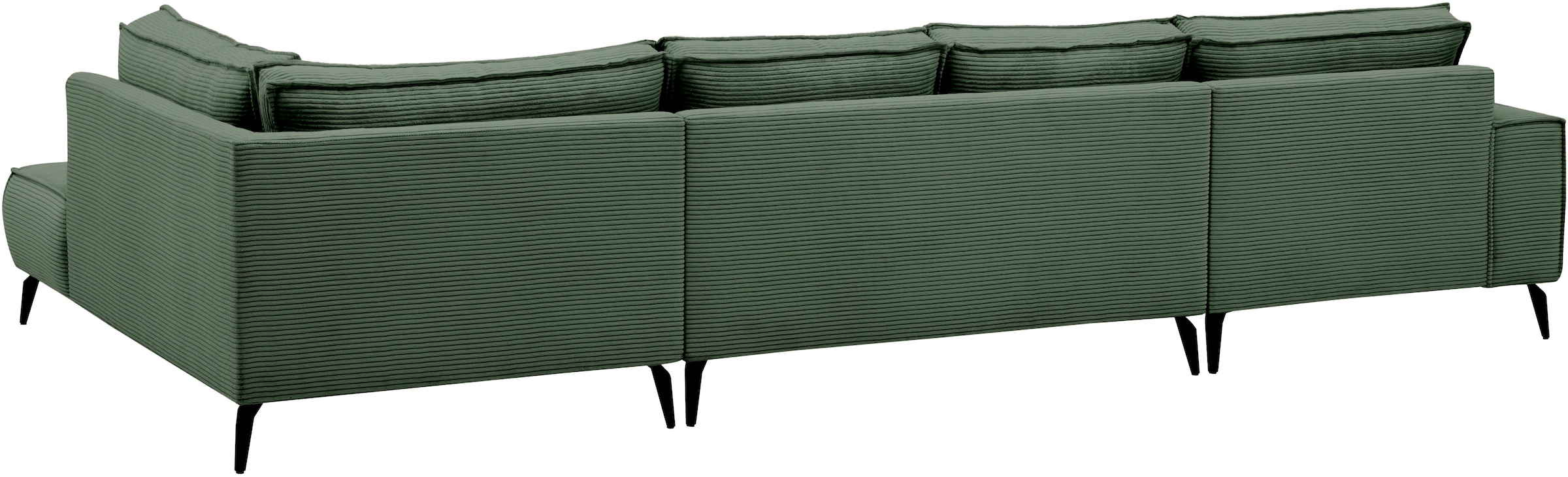 Home affaire Paysage de salon »TVINNU, moderne U-Form, Couch in Cord oder Webstoff in Leinenoptik« Recamiere rechts/links, schwarze Metallfüsse, bequeme Sitz-/Liegefläche