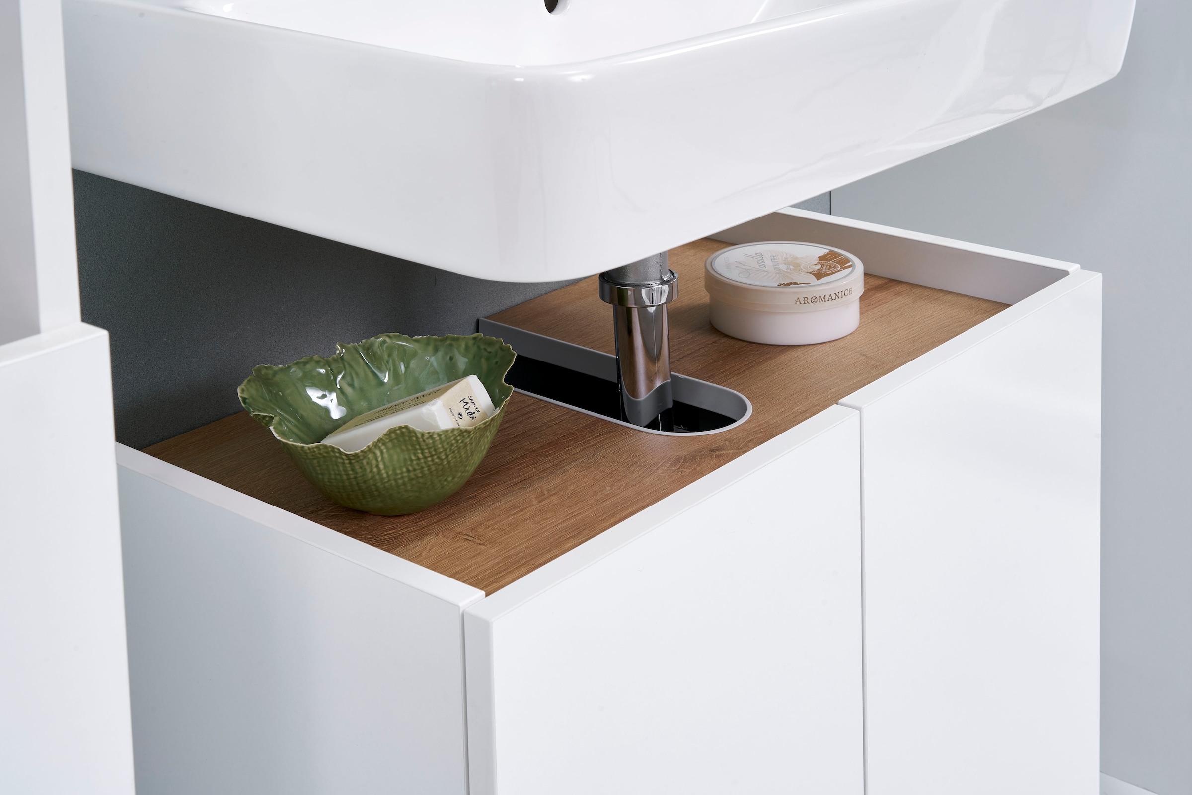 Saphir Badmöbel-Set »Quickset 947 4-teilig, Waschbeckenunterschrank mit Spiegel« 4 Stk. tlg.