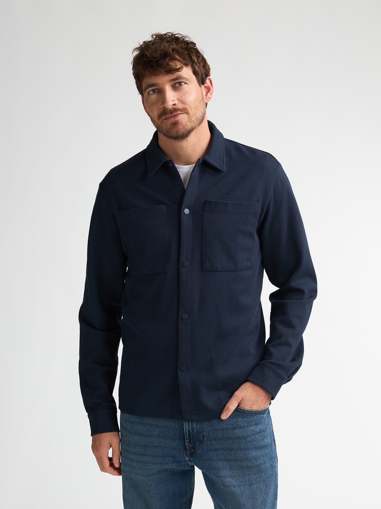 Petrol Industries Langarmhemd »Men Sweater Collar« wärmendes Material mit Druckknöpfen