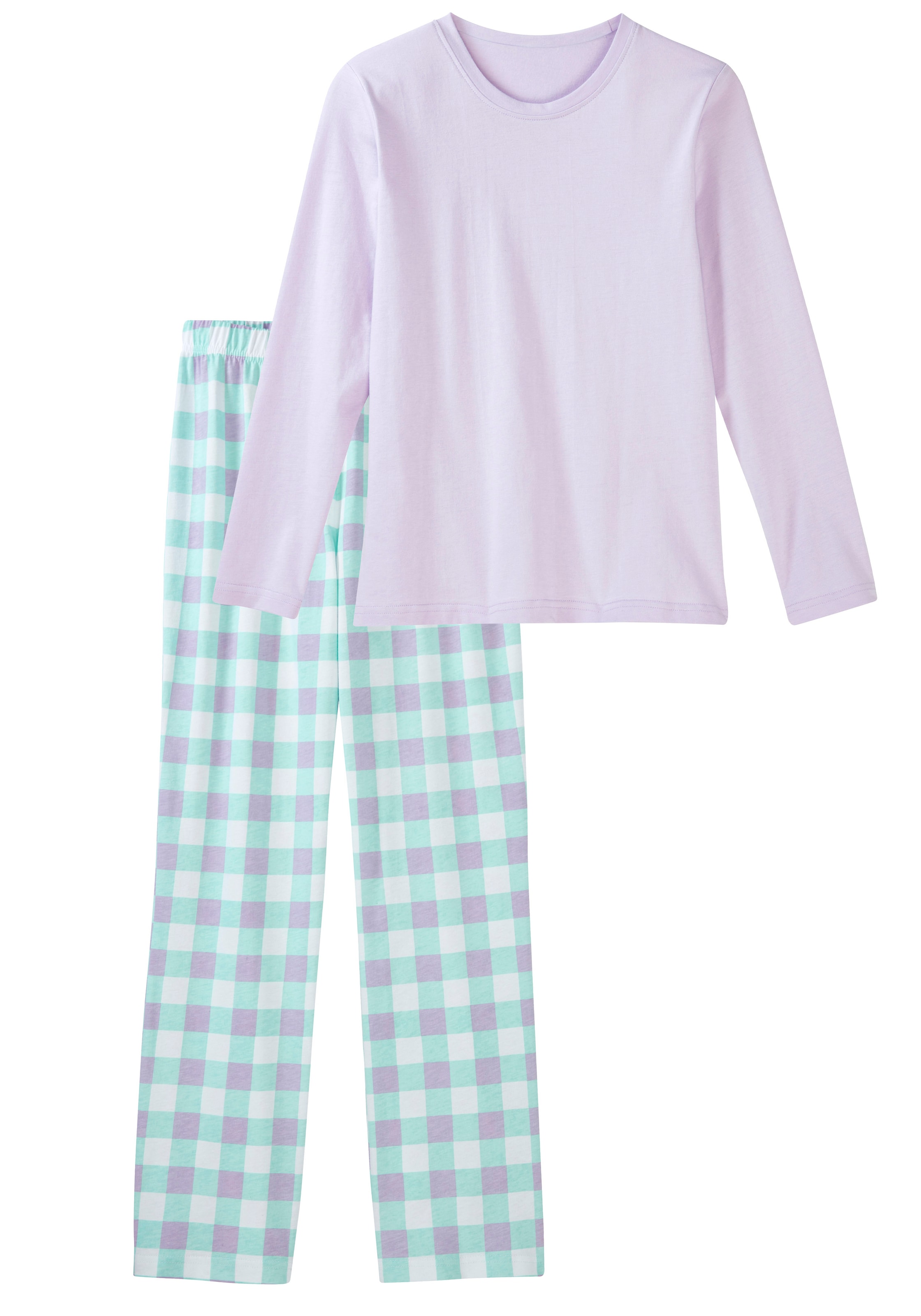 Image of petite fleur by Lascana Pyjama "Schlafanzug" 2 weiches Baumwollmaterial, kariertes Design, Pastellfarben