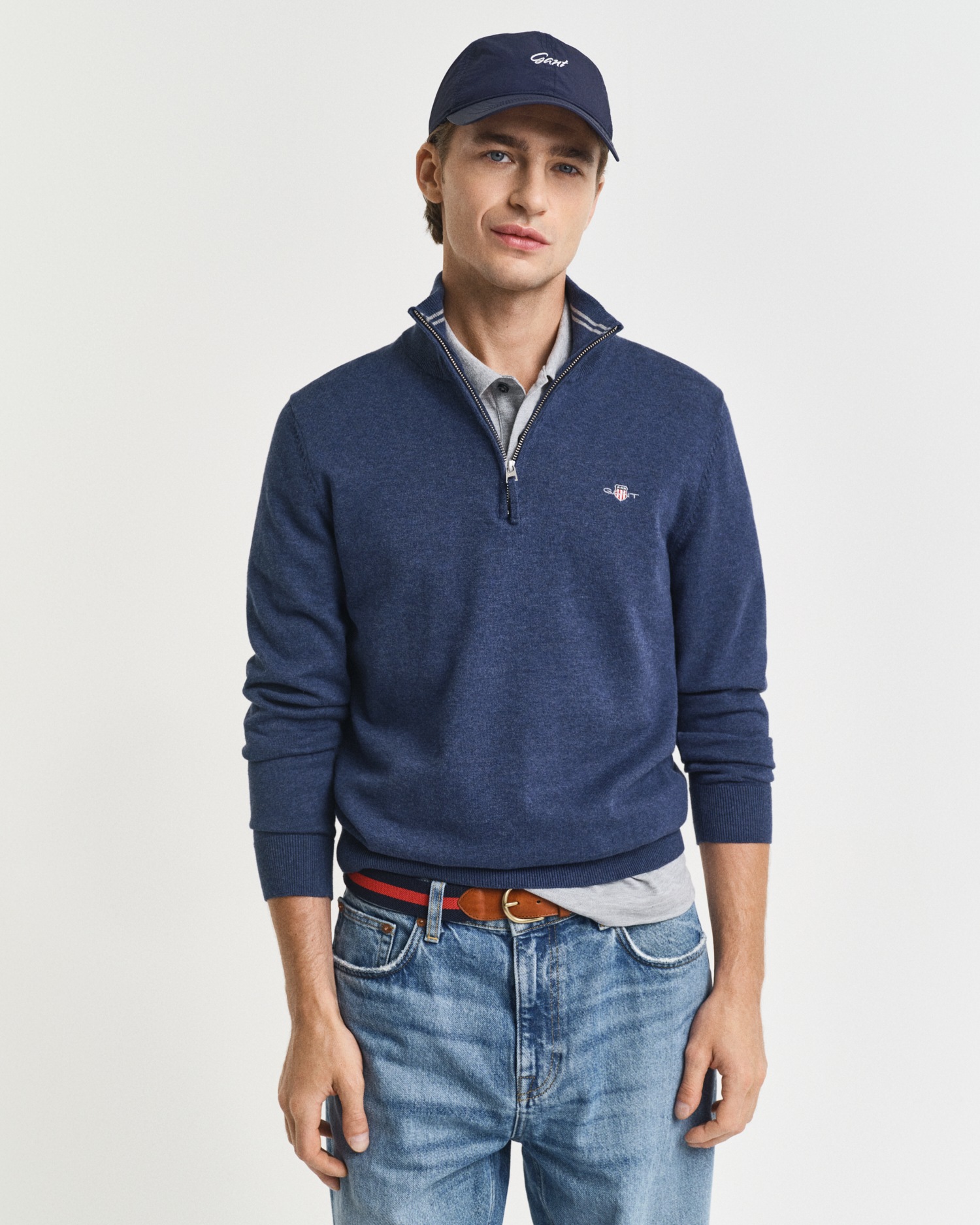 Gant Troyer »CLASSIC COTTON HALF ZIP« mit gerippten Details