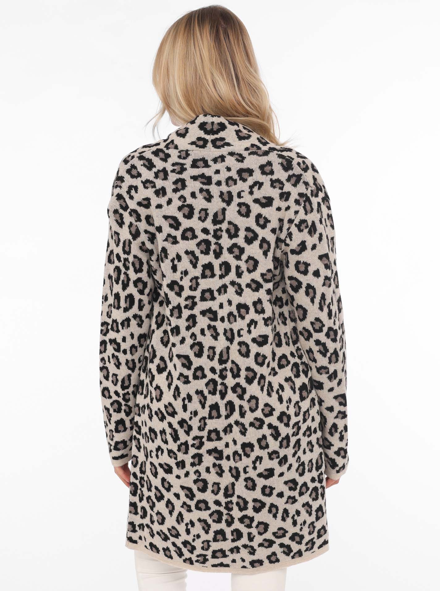 Zwillingsherz Cardigan »"Classic Leo Uni"«, Animal-Muster, Langarm, ohne Verschluss, Midi-Länge