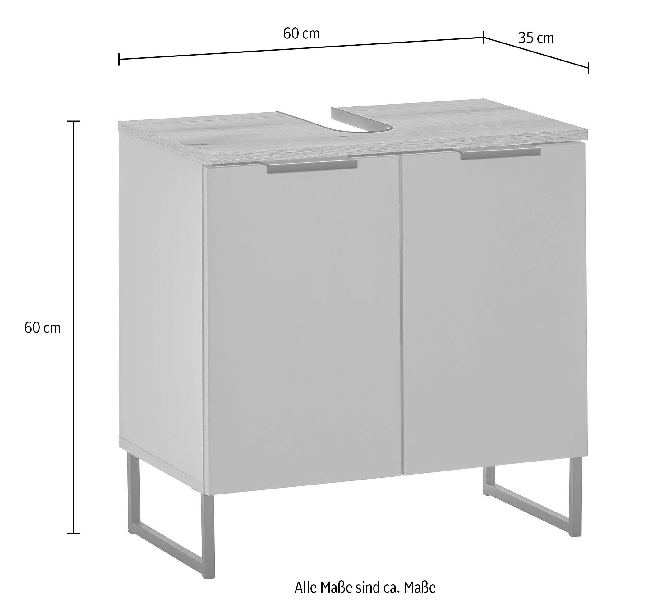 BASIC by Balculina Armoire sous lavabo »Denver Waschbeckenunterschrank, Badezimmerschrank 60x60x35« 1 cuis tlg. largeur 60 cm, porte montable à gauche/droite, softclose