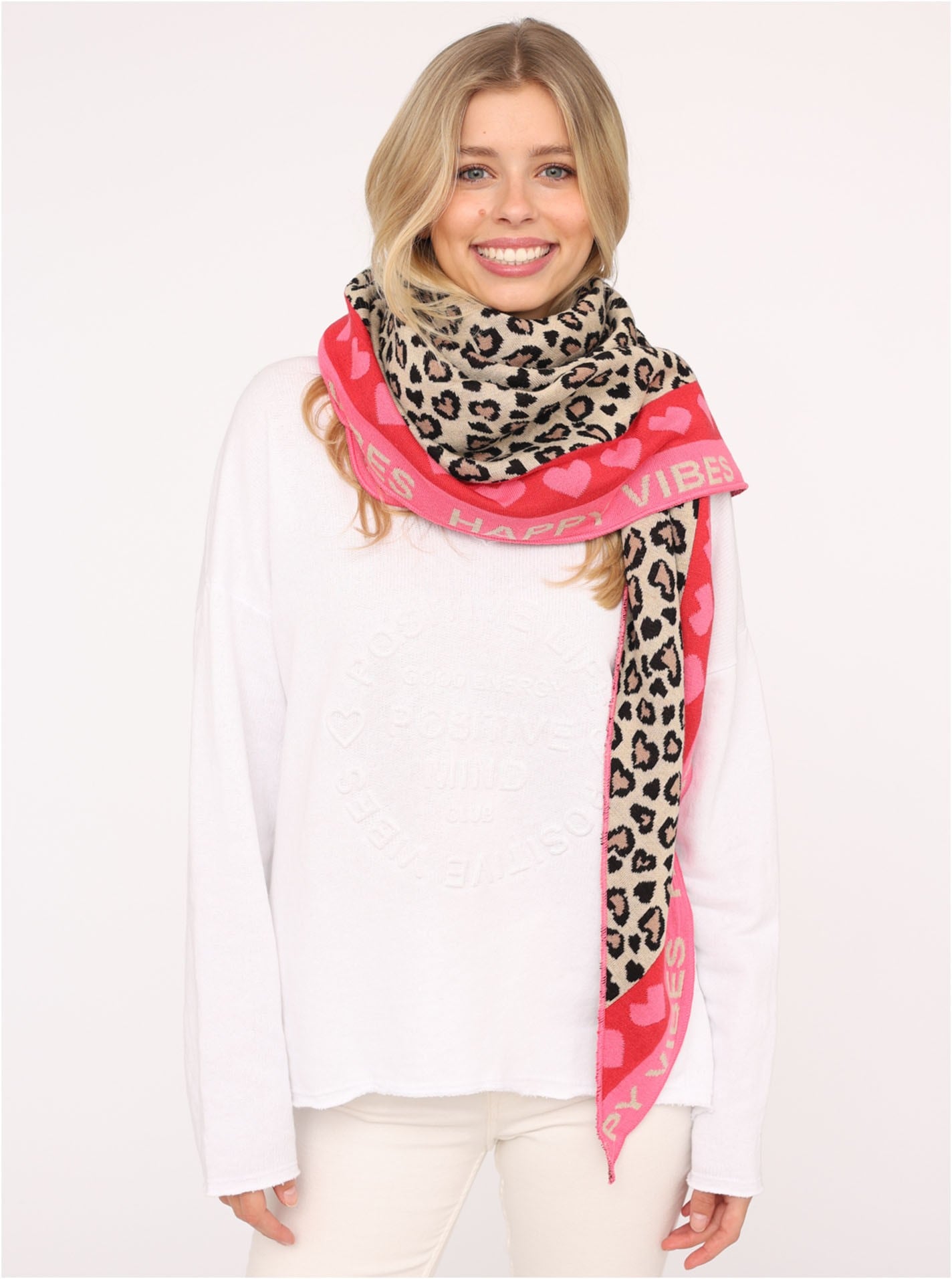 Zwillingsherz Foulard de mode »verbindet Leomuster mit Herzen und Schrift«