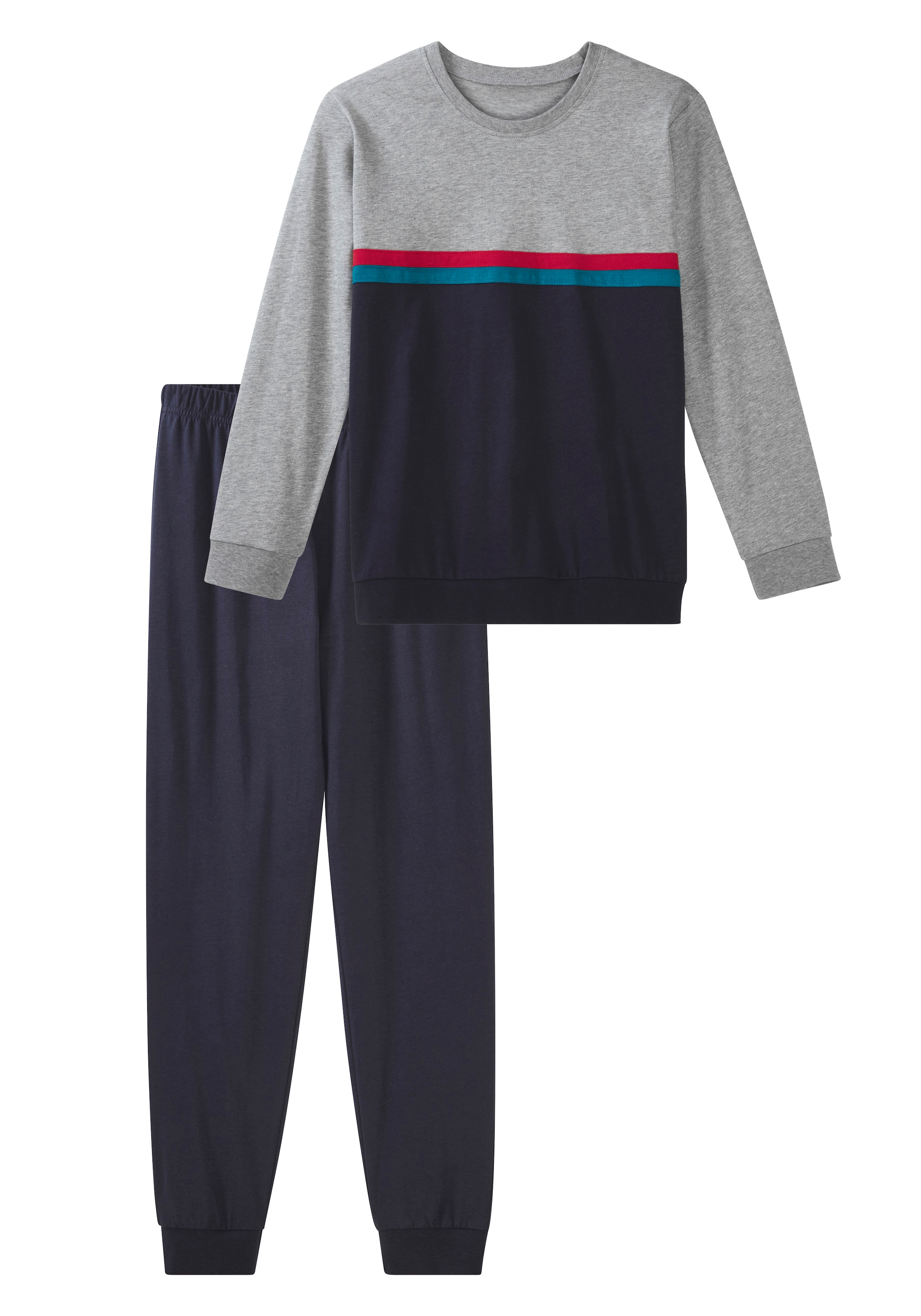 Image of le jogger Pyjama "Schlafanzug" 2 aus Baumwolle, meliertes Design, mit Bündchen