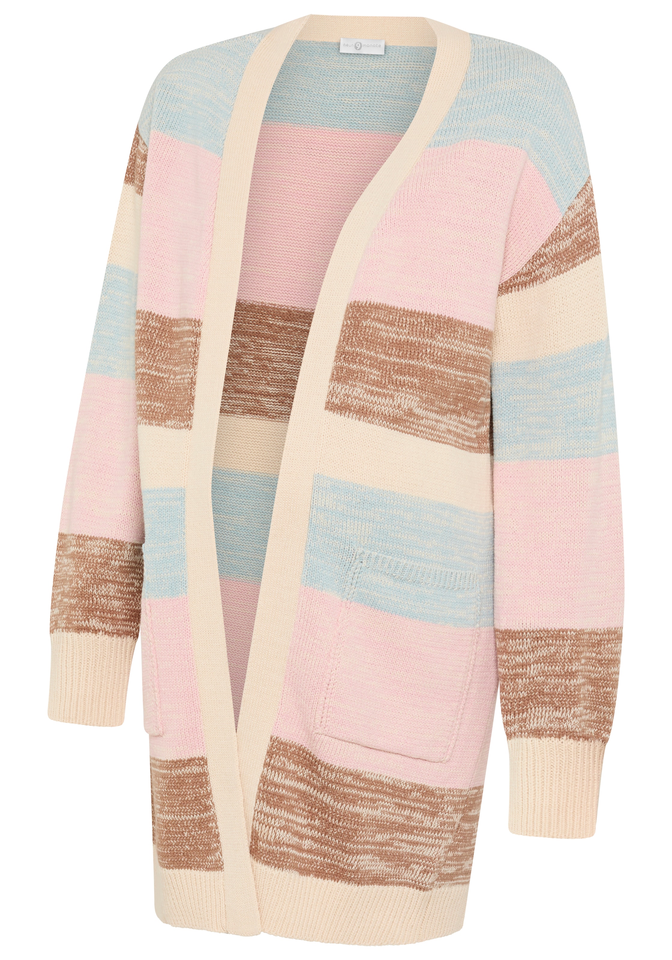 Neun Monate Cardigan de grossesse »Meliert Umstandsstrickjacke« aspect rayé, coupe confortable, chaud, en maille fine