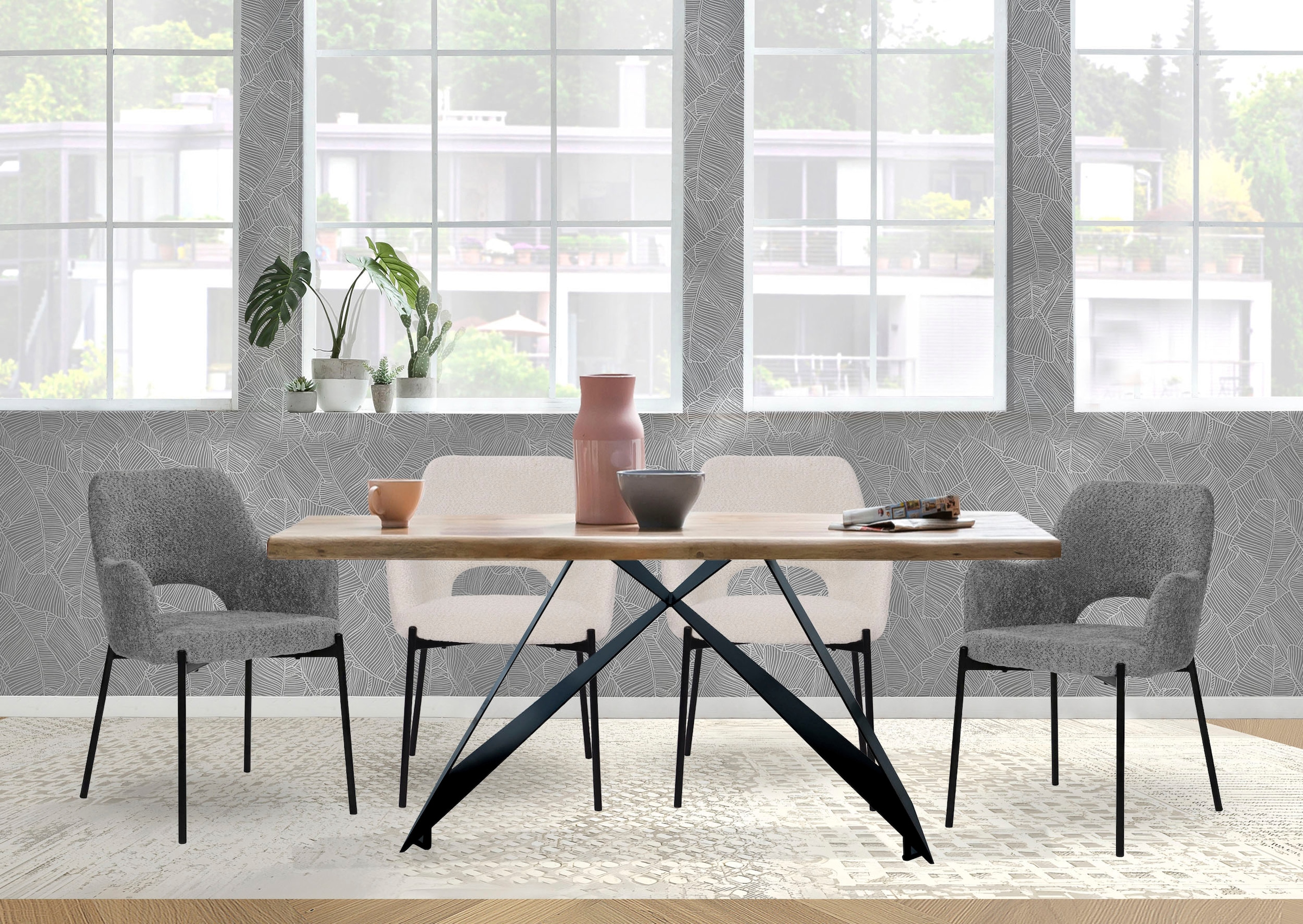 SIT Esstisch »Cuenca aus Akazie massiv mit Baumkante & Cross-Base-Gestell« 1 Stk. tlg. 36 mm starke Akazienplatte mit natürlich gewachsener Baumkante