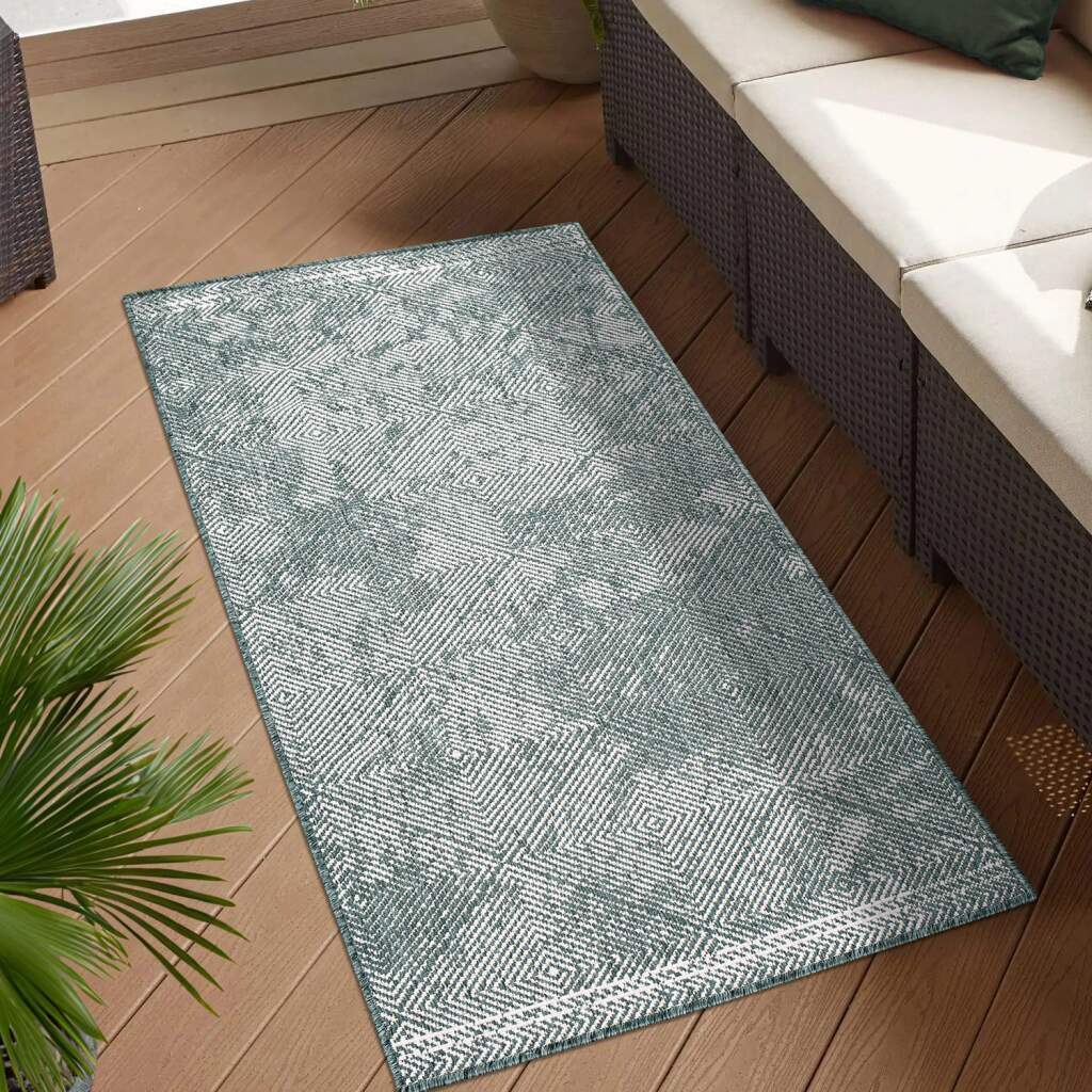Carpet City Outdoorteppich »DUO RUG 5845« rechteckig 5 mm Höhe Wendeteppich Wetterfest In- & Outdoor, Balkon, Terrasse, Wohnzimmer
