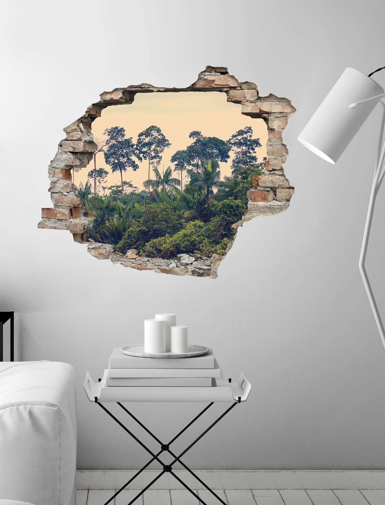 queence Autocollant mural »Regenwald« Wandsticker, Wandbild, selbstklebend, 3D, Wanddurchbruch