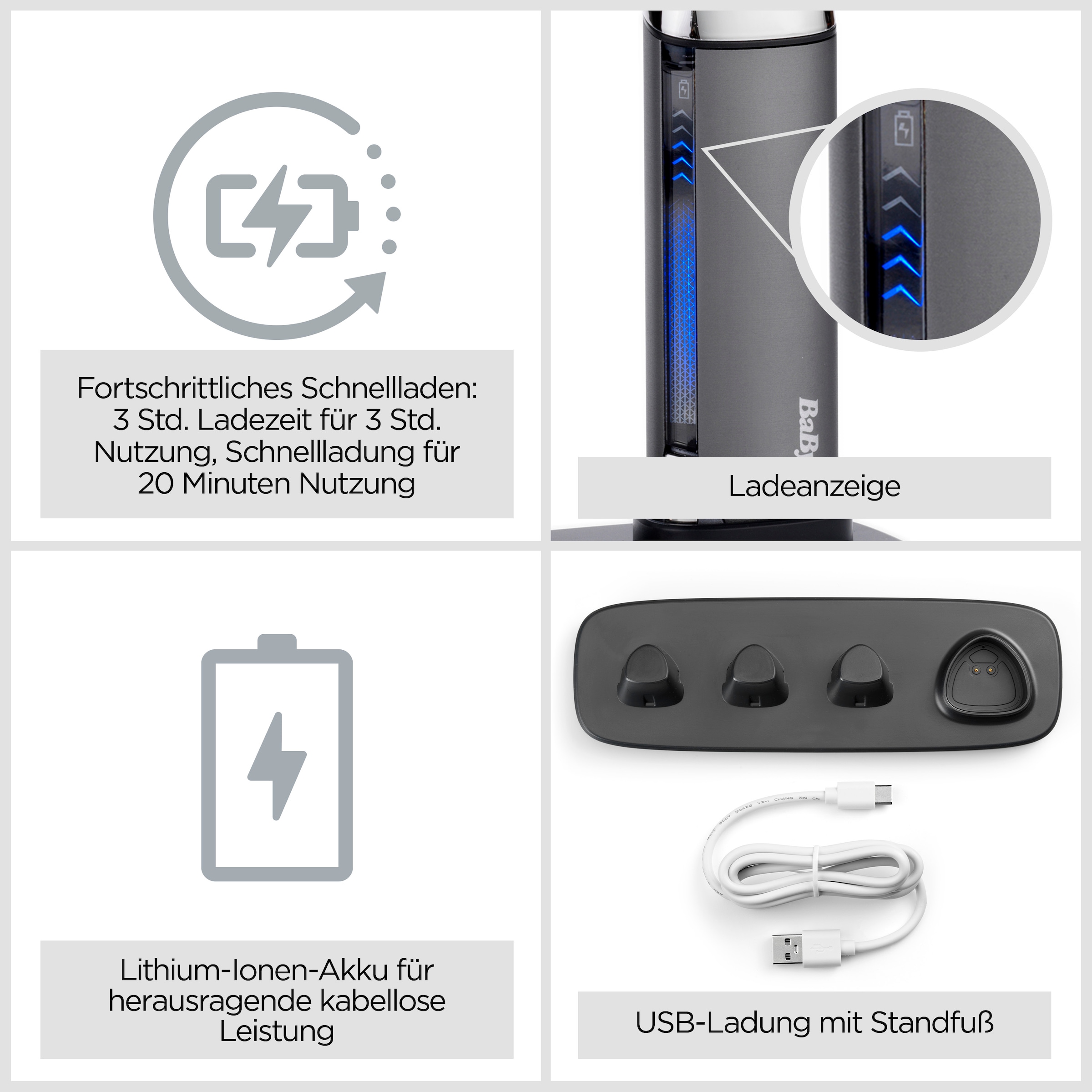 BaByliss Trimmer multifonctionnel »BaByliss Super-X Metal 15-in-1 Multitrimmer für Bart & Körper, MT996E« 4 Aufsätze 15 Aufsätze und Kammführungen, USB-Ladestation, kabellos