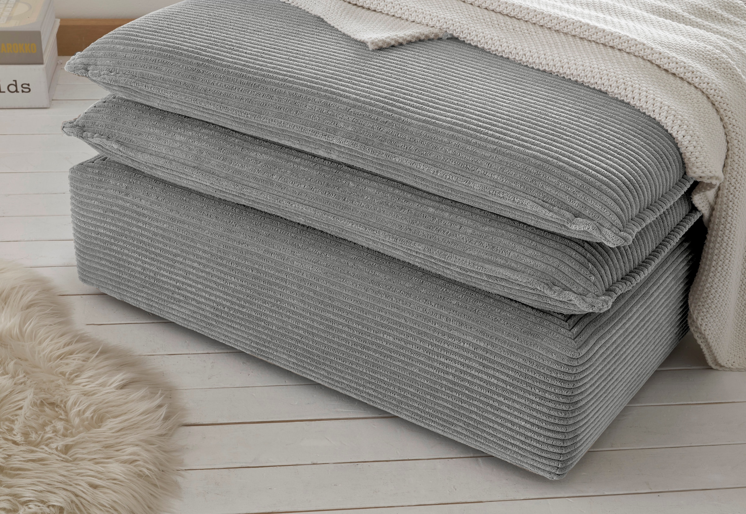 Places of Style Hocker »PIAGGE«, Hochwertiger Cord, passend zum Sessel