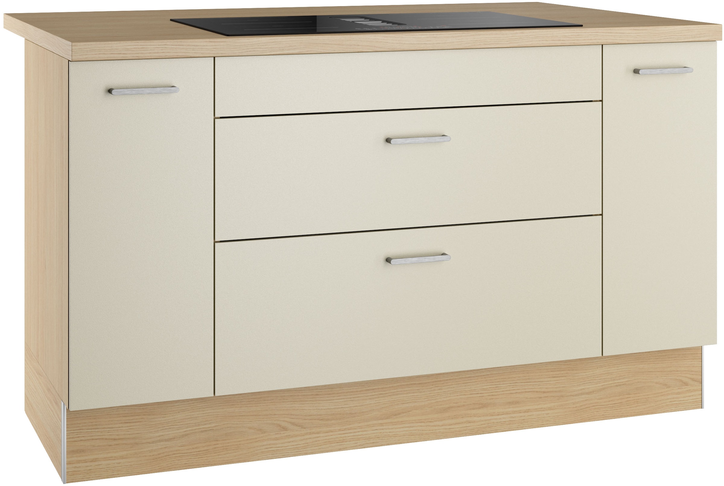 Image of KOCHSTATION Kücheninsel "KS-Lucy" Breite 151 cm, Vollauszüge, wahlweise mit Kochfeld mit Muldenlüfter