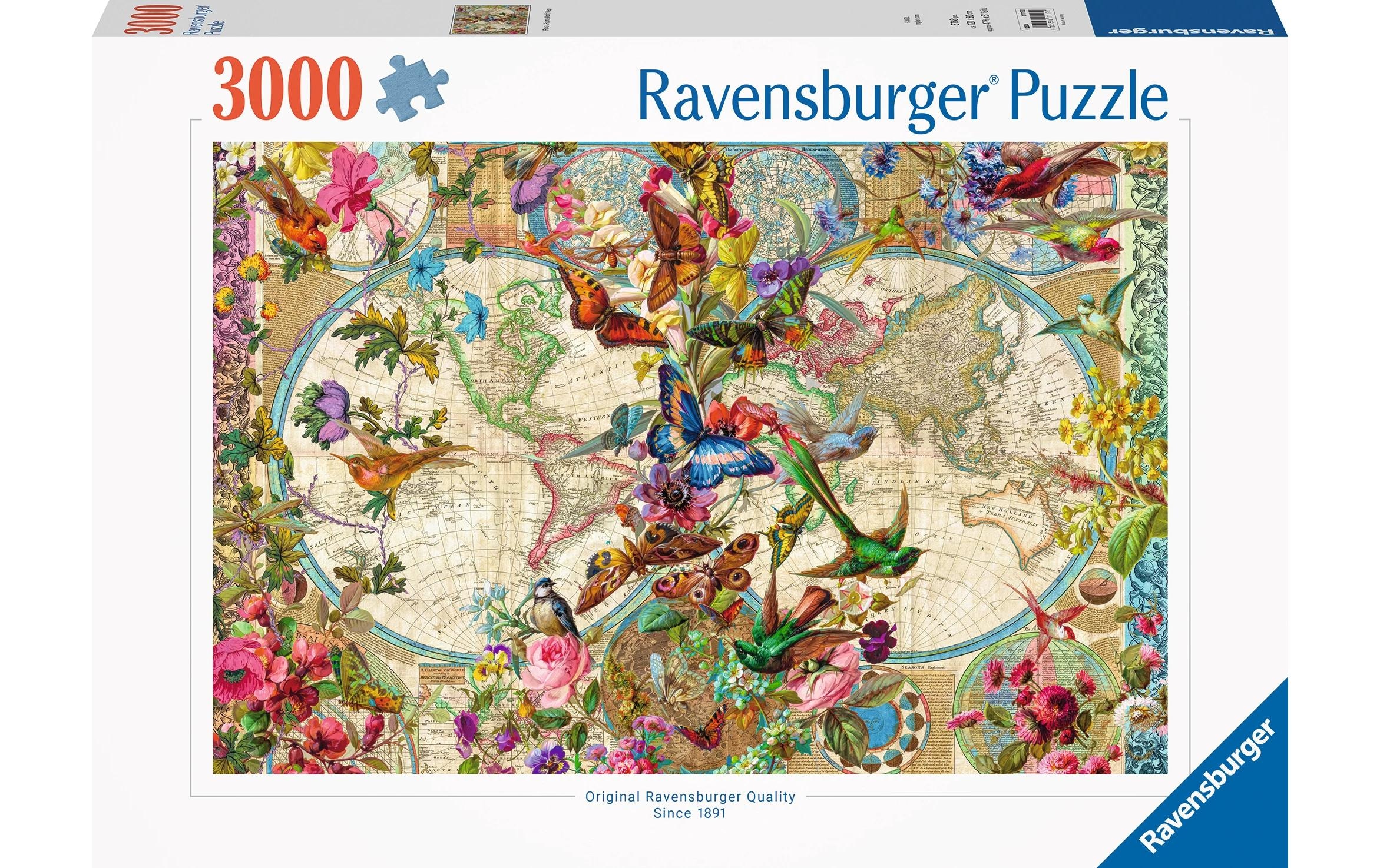 Ravensburger Puzzle »Weltkarte mit Schmetterlingen« fabriqué en Allemagne