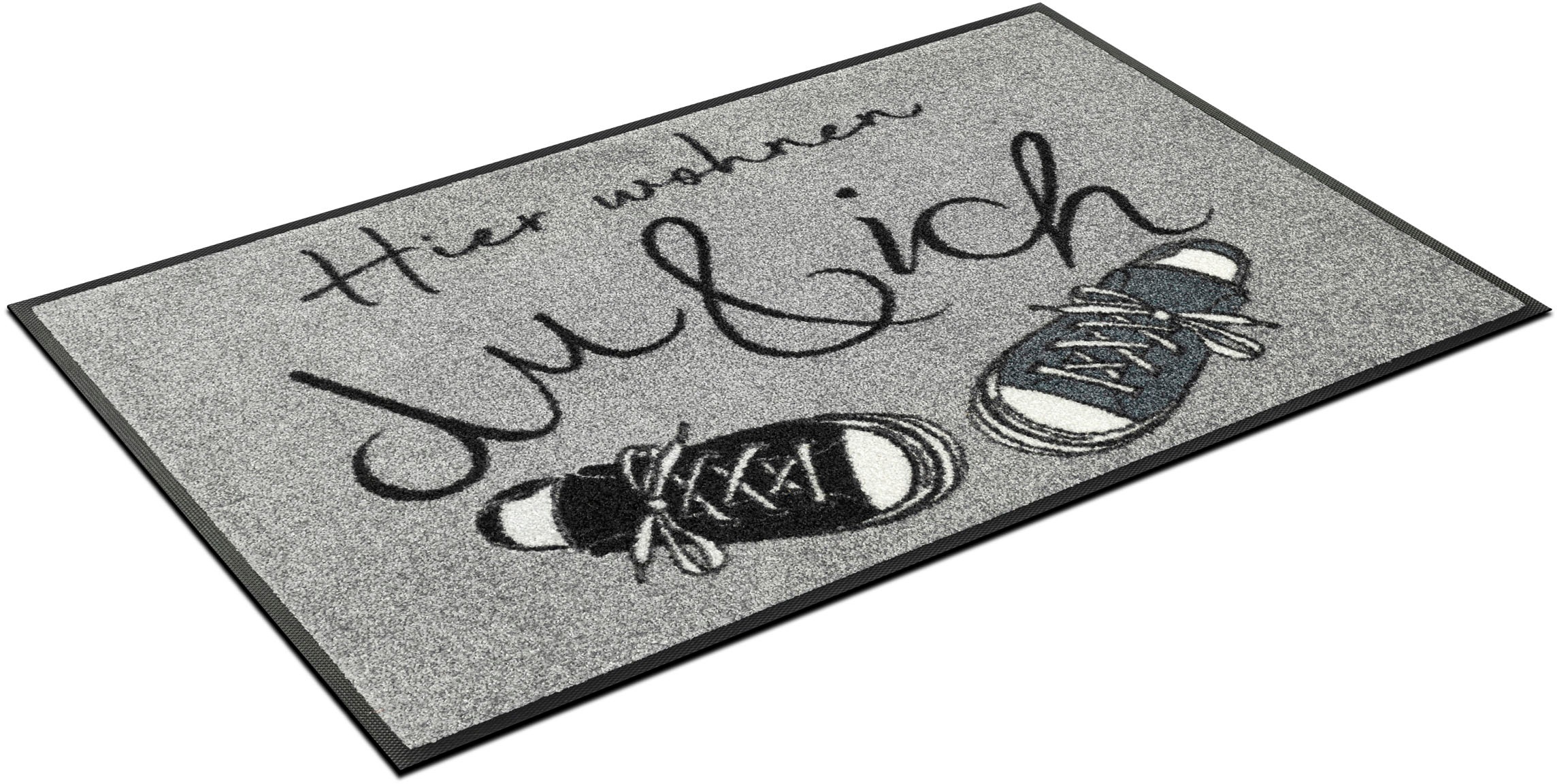wash+dry by Kleen-Tex Fussmatte »Hier wohnen...«, rechteckig
