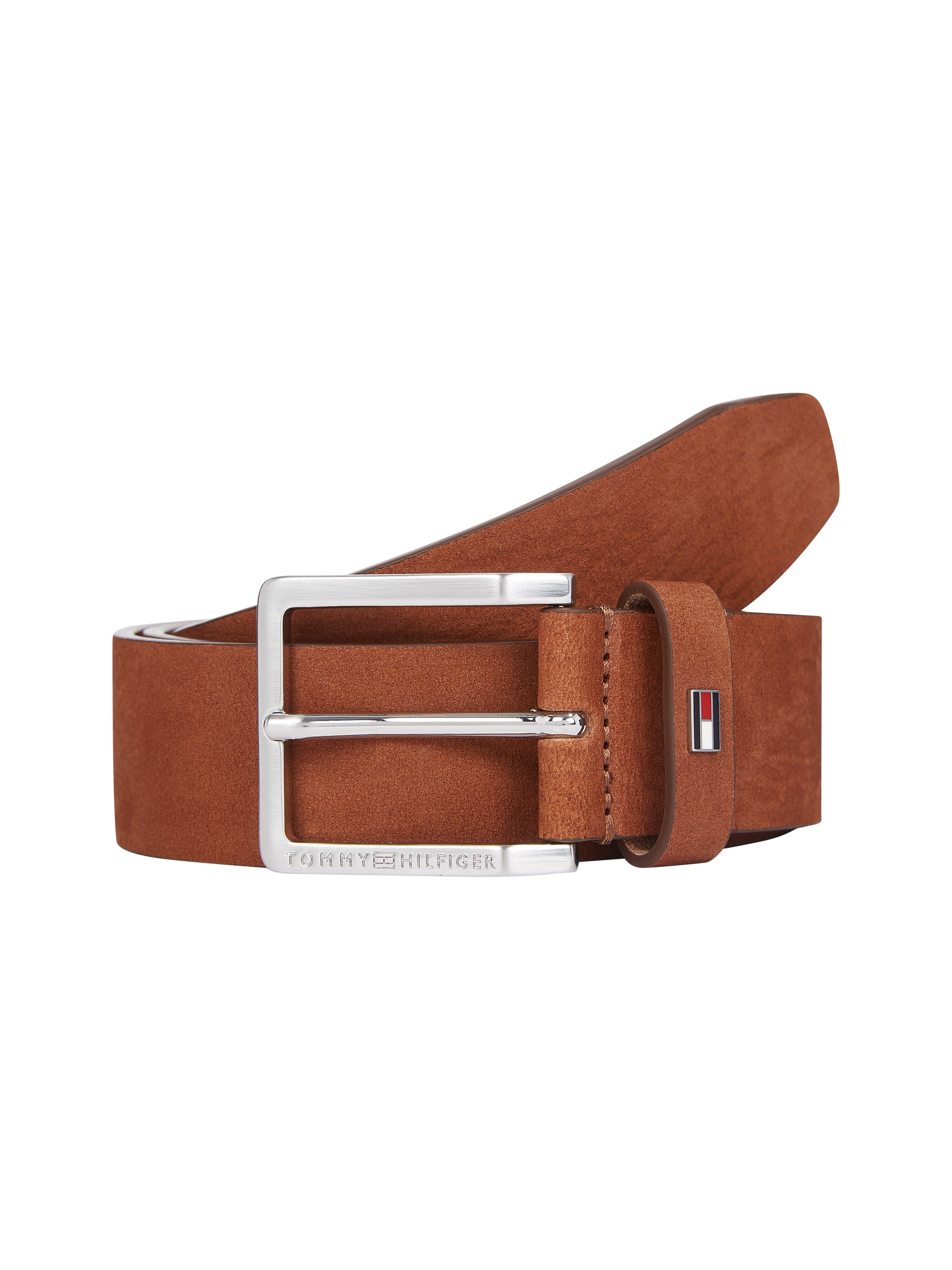 Tommy Hilfiger Ledergürtel »OLIVER NUBUCK 3.5«, Metallpatch, Einfachdornschliesse