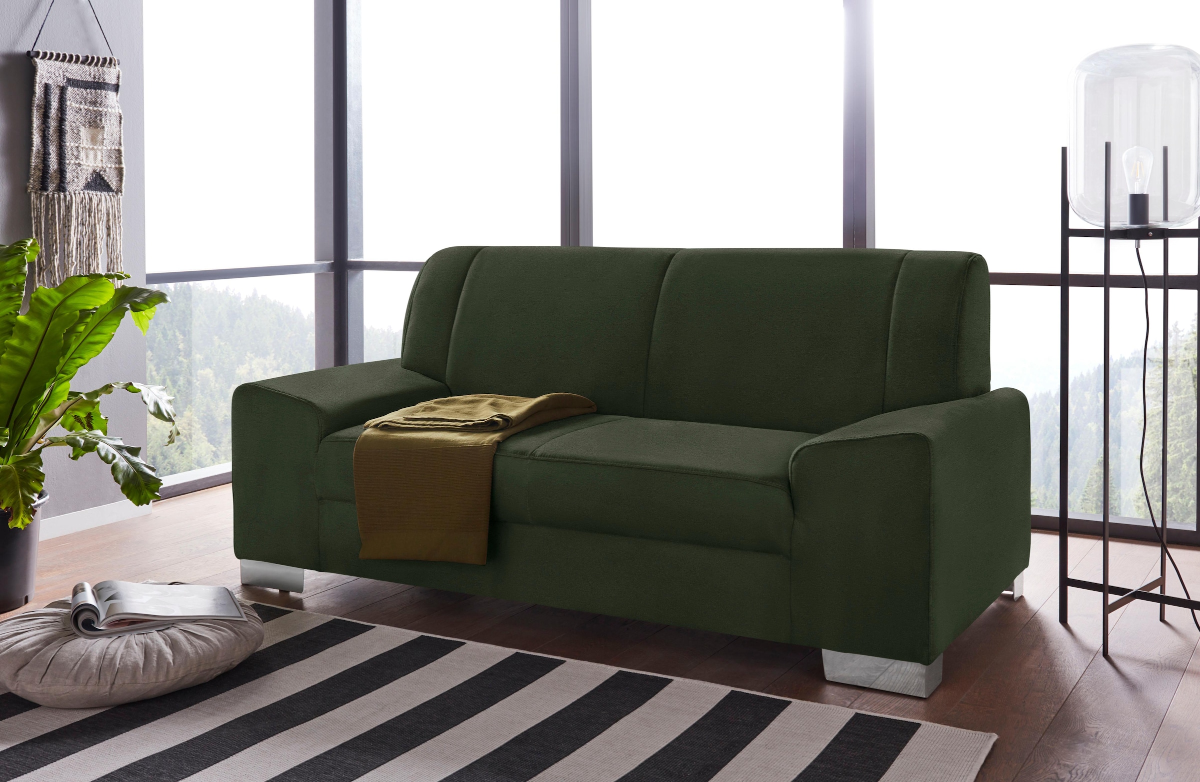 DOMO collection 2-places »Anzio in kubischer Formensprache, flache Armlehnen, Breite 184cm« wahlweise mit Federkern