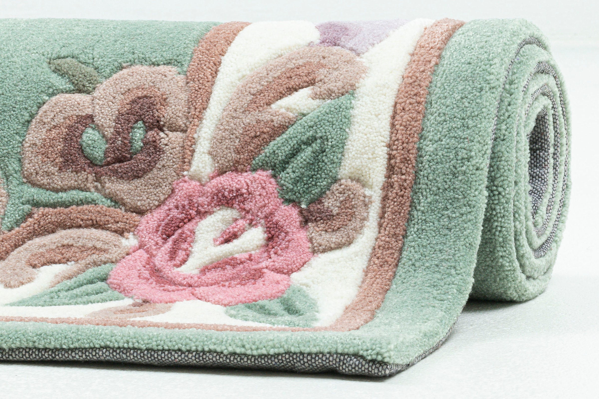 THEKO Bordure de lit »Ming« Höhe 14 mm 3 cuis tlg. Bettvorleger, Läufer-Set, hochwertiges Acrylgarn, florales Design