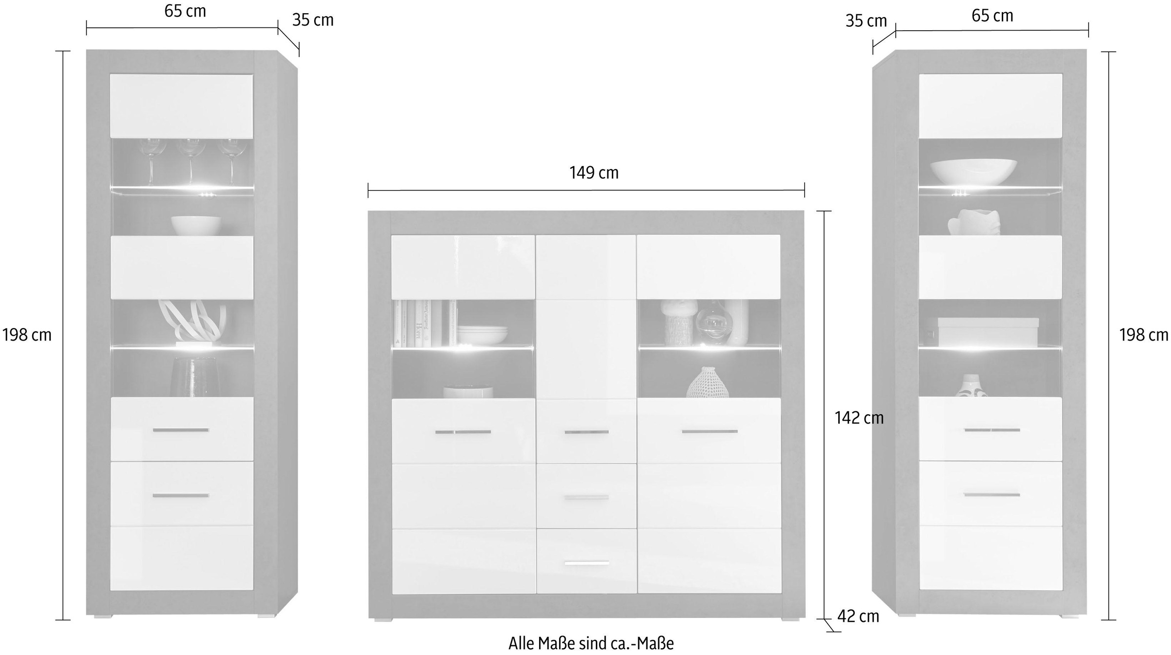 Home affaire Wohnwand »Etero« Set, 3 Stk. tlg.