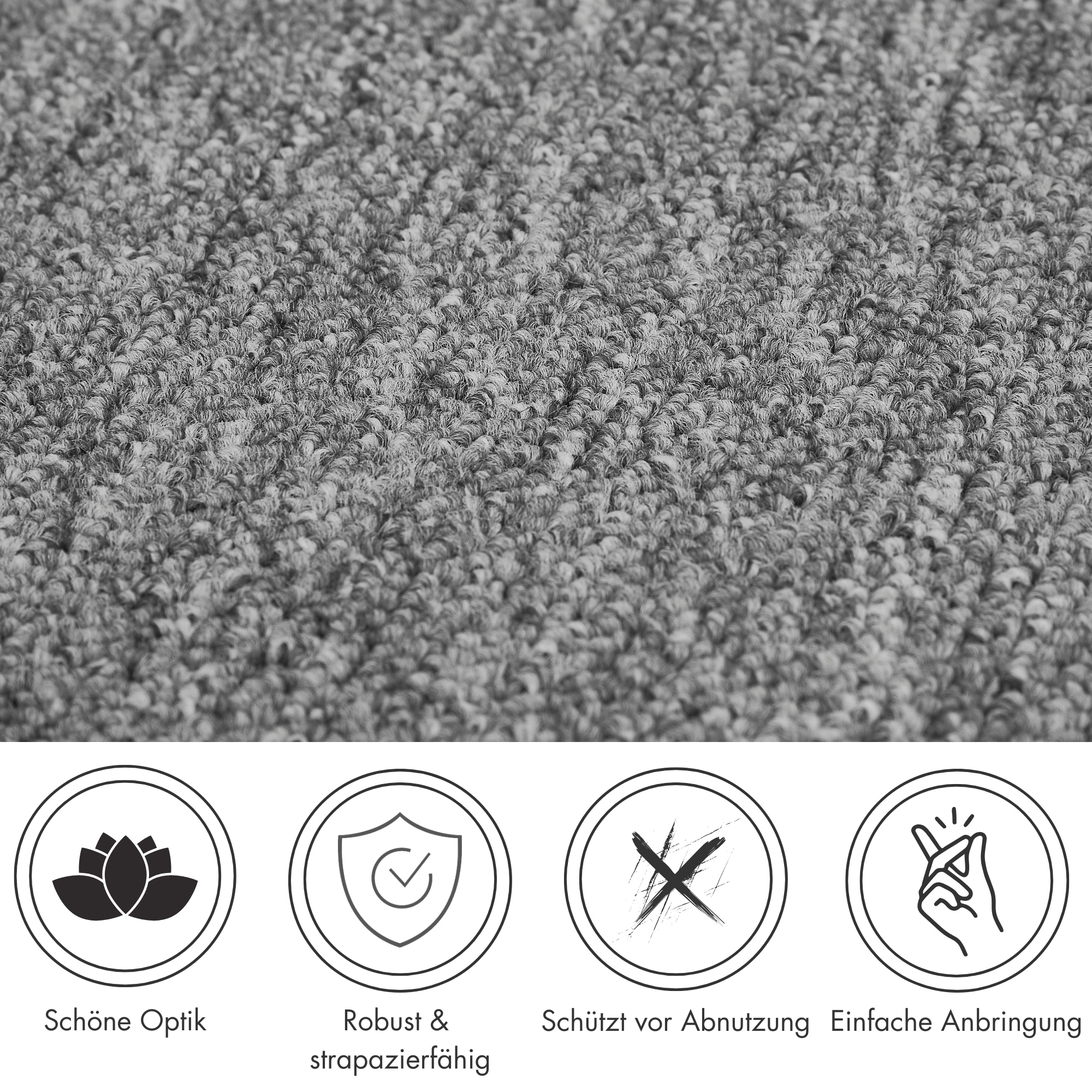 Andiamo Tapis de marche »Rambo, Made in Poland« Demi-rond 4 mm Höhe melierte Schlinge, selbstklebend, 15 Stück in einem Set