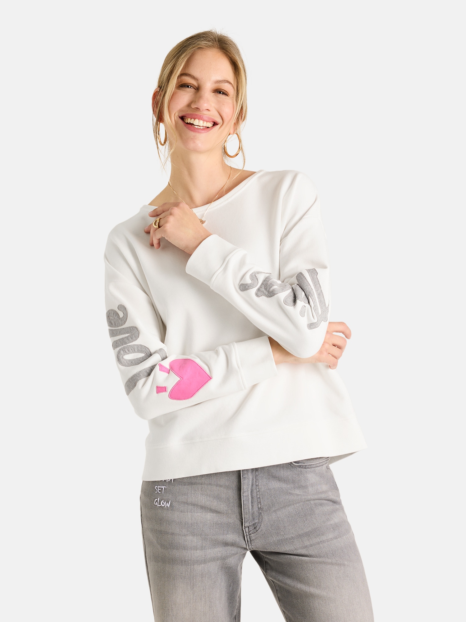 Image of Lieblingsstück Sweatshirt "LatifahEP", mit Applikationen an den Ärmeln, Rundhals