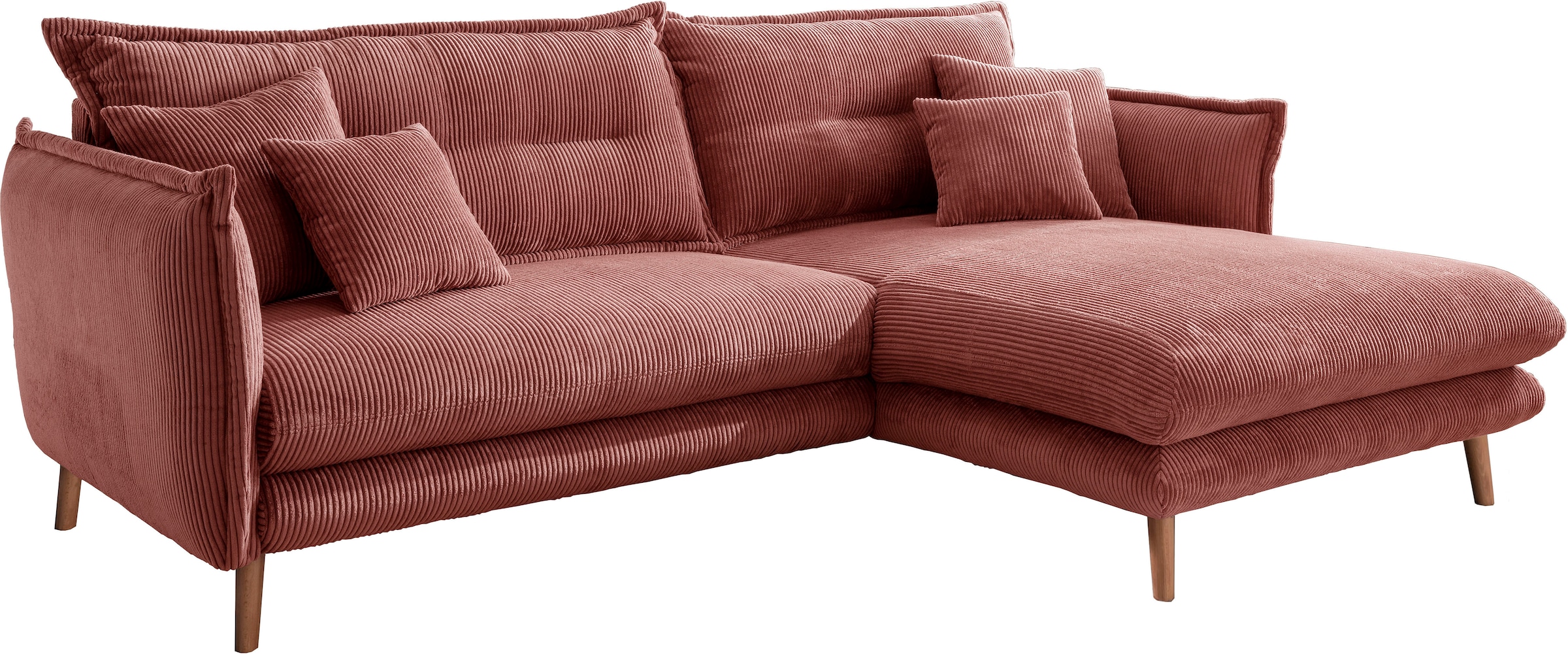 INOSIGN Ecksofa »Lazio modern und bequem, schmale Armlehnen, tolle Detailverarbeitung«, zwei verschiedene Fussfarben wählbar