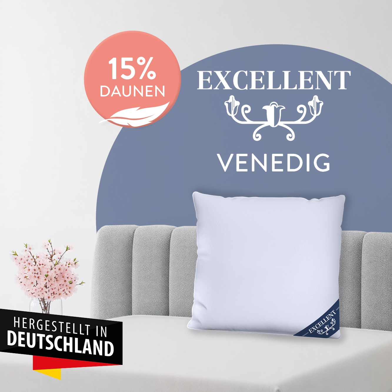 Excellent Kopfkissen »Venedig, Kuschel- oder Kopfkissen 1-tlg. oder 2 -tlg.« Füllung: 85% Federn / 15% Daunen 2 Kopfkissen, 1 Stk. tlg. Deko- oder Kopfkissen in vielen Grössen