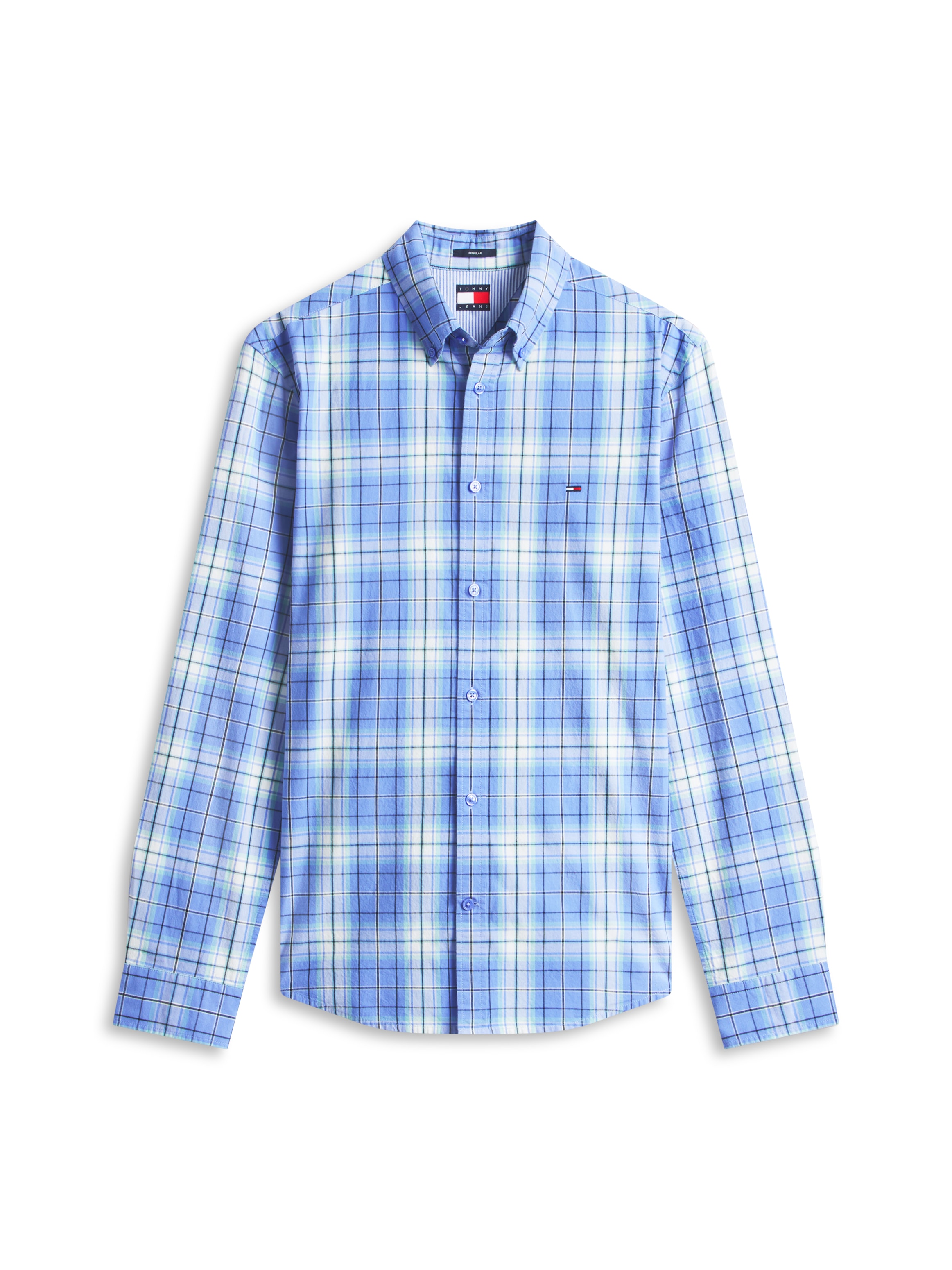 Tommy Jeans Langarmhemd »TJM REGULAR POPLIN PATTERN« kariert, Button-down-Kragen