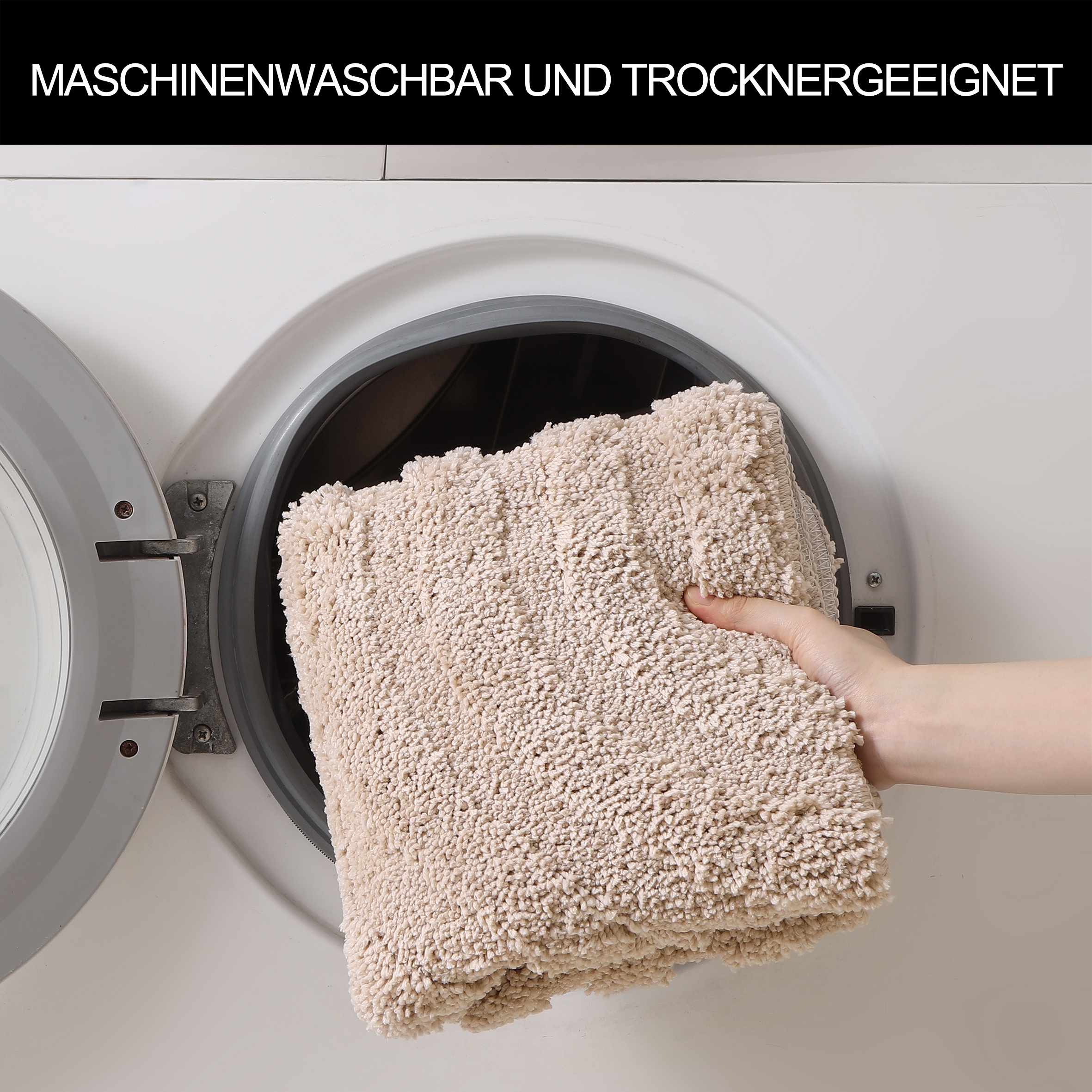 my home Badematte »Sanremo Scandi, Badvorleger, Badezimmer Teppich, Duschvorleger«, rutschhemmend beschichtet, strapazierfähig, Badteppich, Uni Farben, Hoch-Tief-Effekt, modernes Muster, Boho