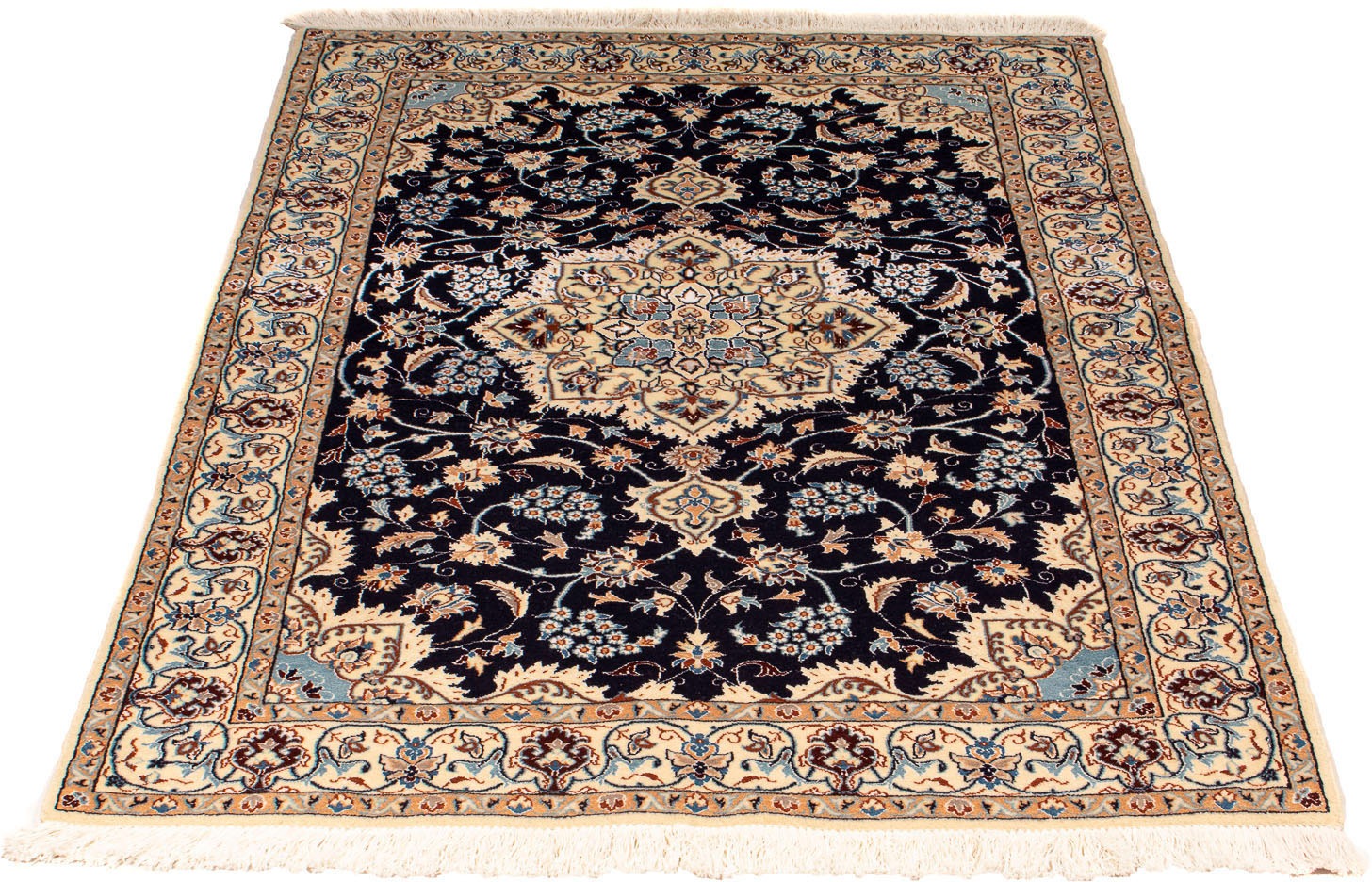 Image of morgenland Orientteppich »Perser - Nain - Premium - 142 x 97 cm - dunkelblau«, rechteckig, 6 mm Höhe, Wohnzimmer, Handgeknüpft, Einzelstück mit Zertifikat bei Ackermann Versand Schweiz