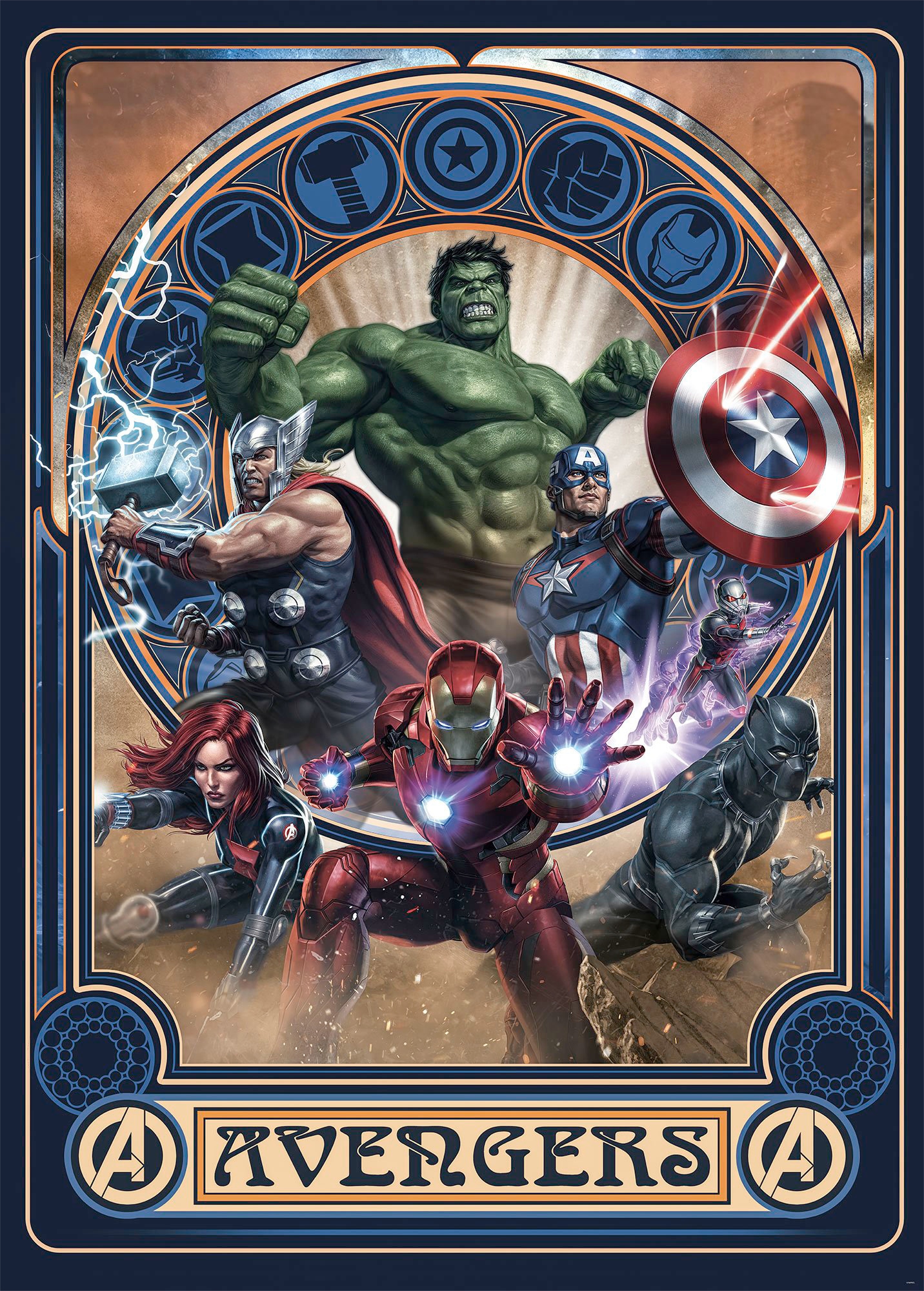 Vliestapete »Avengers Ornament«, 200x280 cm (Breite x Höhe)