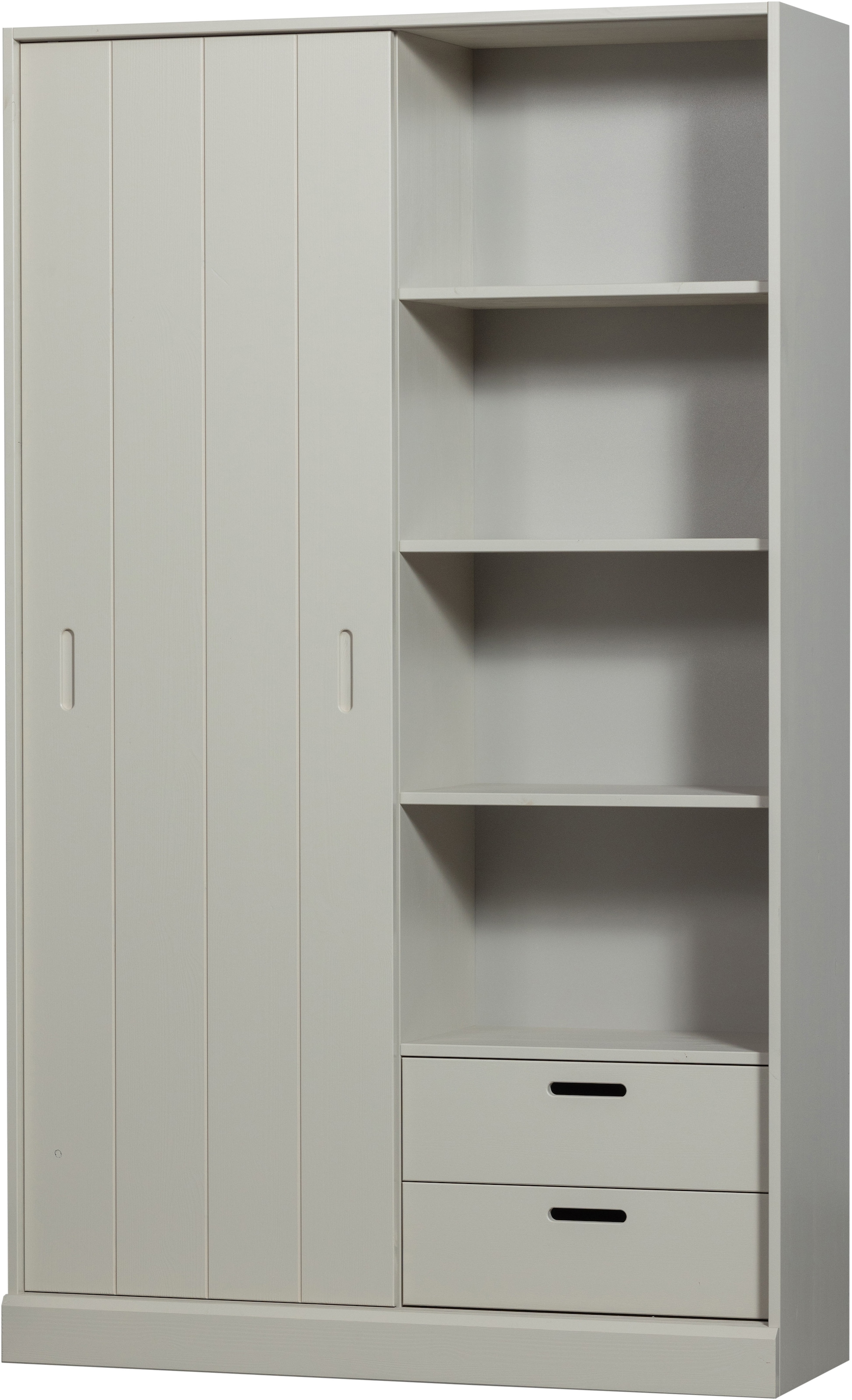 Image of WOOOD Mehrzweckschrank "Mila FSC Mix Kiefernholz mit Schiebetür und Schubladen 120x42x200 cm" Sichtbare Maserung, Tragkraft 10 kg pro Boden, einfach zu montieren
