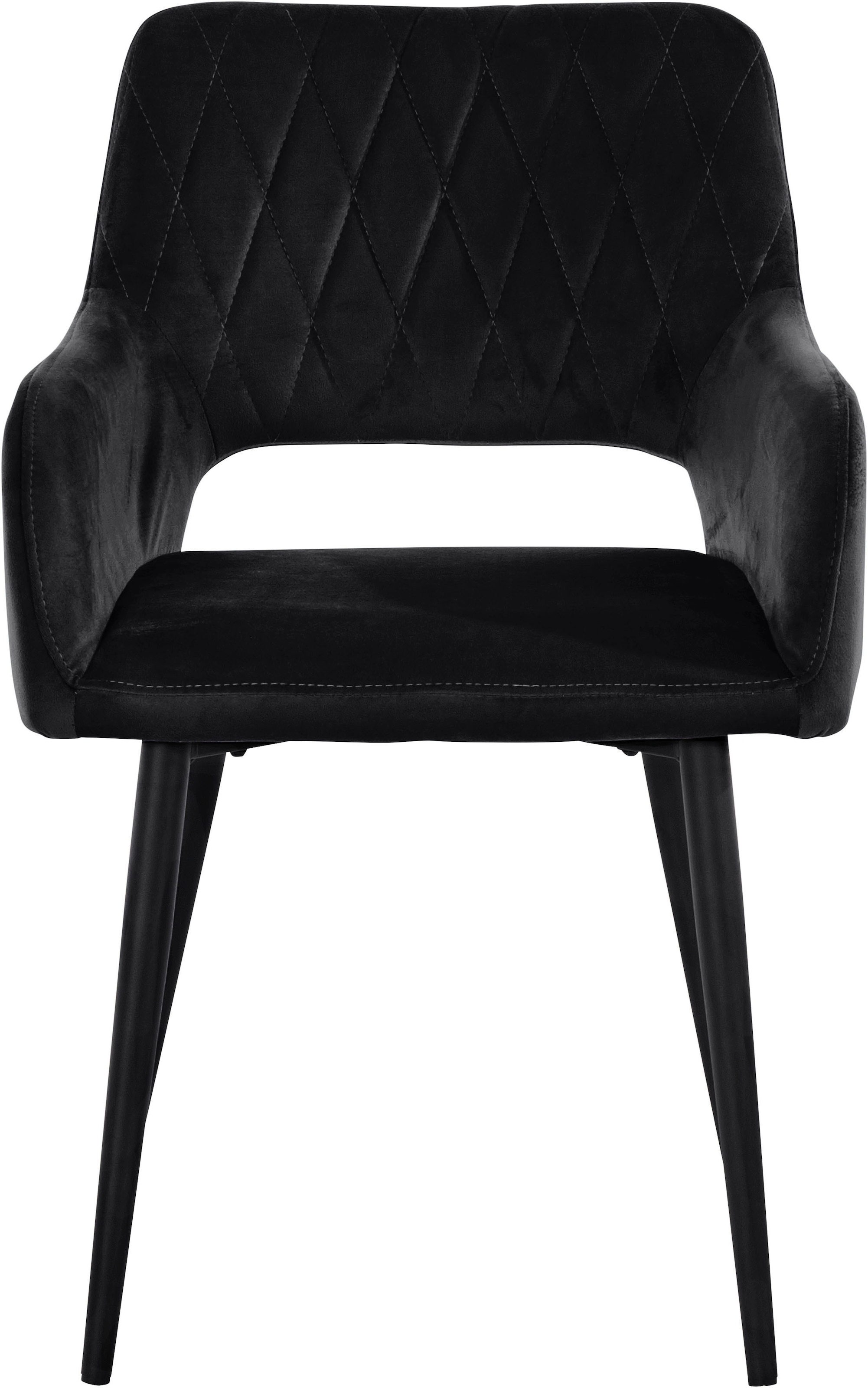 Leonique Esszimmerstuhl »Franca«, (Set), 2 St., Veloursstoff, Sitz in Samtvelours, Rückenlehne mit Rautensteppung, Sitzhöhe 48 cm
