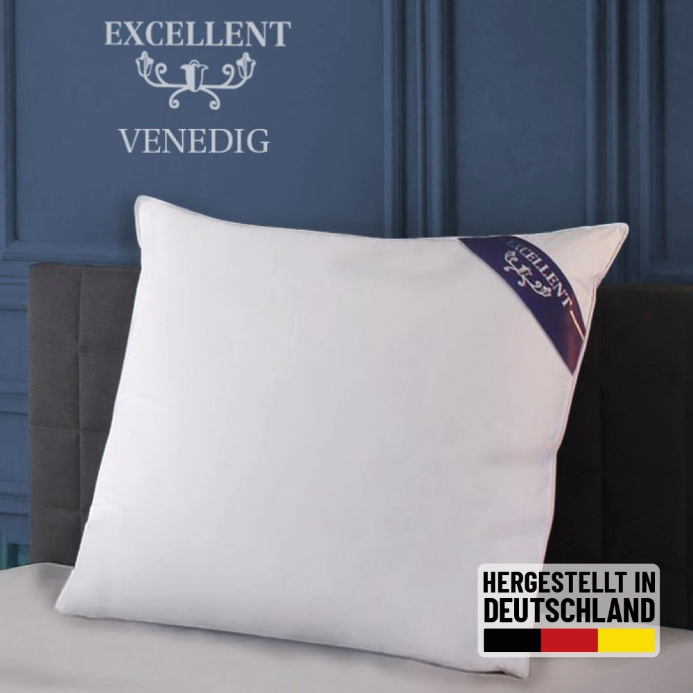 Image of Excellent 3-Kammer-Kopfkissen "Venedig, Kissen 1-tlg. oder 2-tlg. hergestellt in Deutschland" Füllung: 90DaunenAussenkammer 1 Stk. tlg. Kopfkissen in 40x80 und 80x80, Hohenstein Institute ausgezeichnet