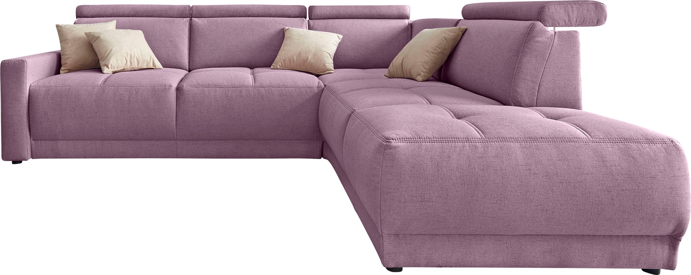 DOMO collection Ecksofa »Ava, moderne Sitzheftung mit toller Doppelnaht, komfortabel, L-Form«, mit Ottomane, inkl. Federkern, wahlweise mit Kopfteilverstellungen