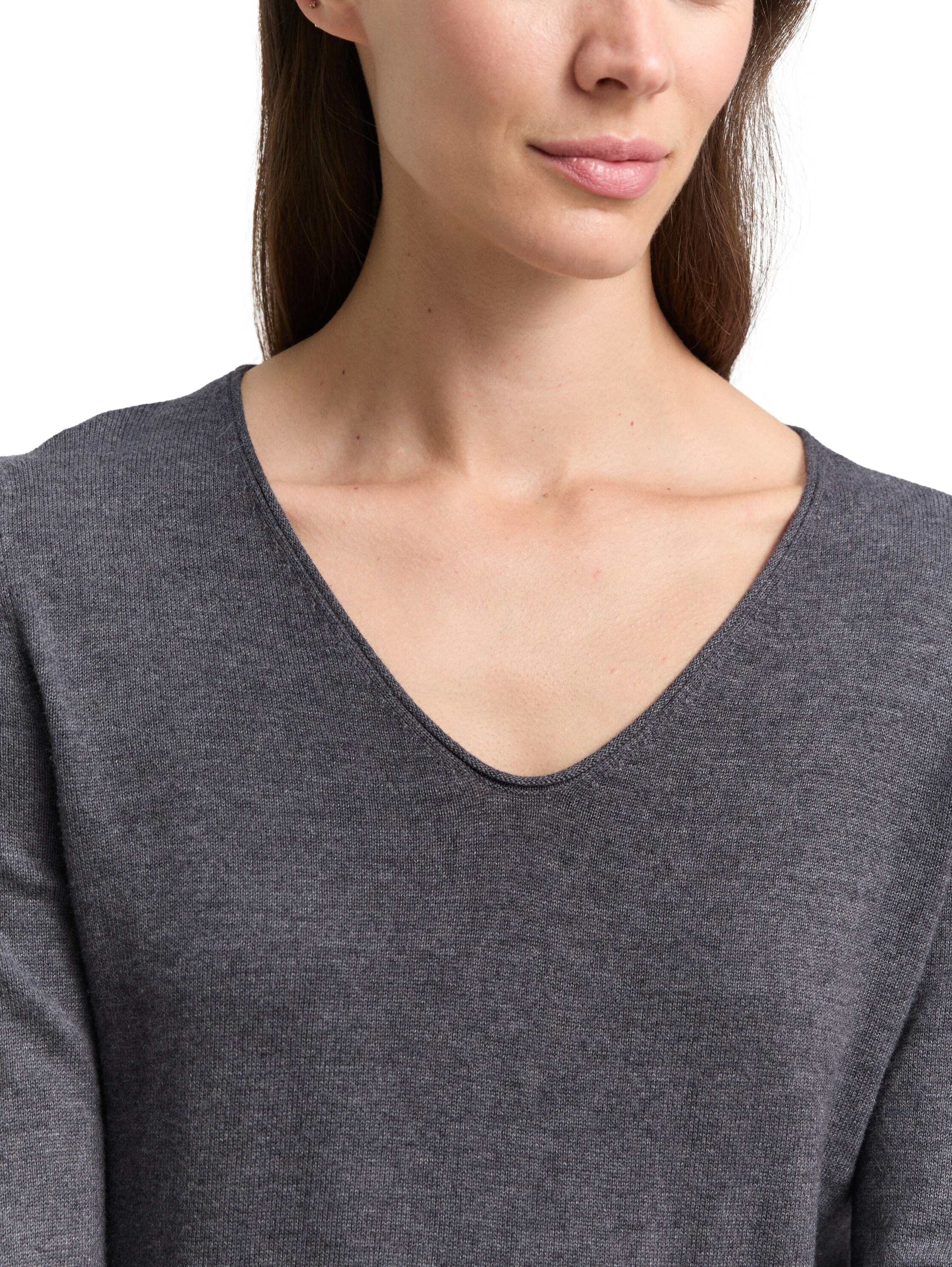 TOM TAILOR Pull col V aus Feinstrick