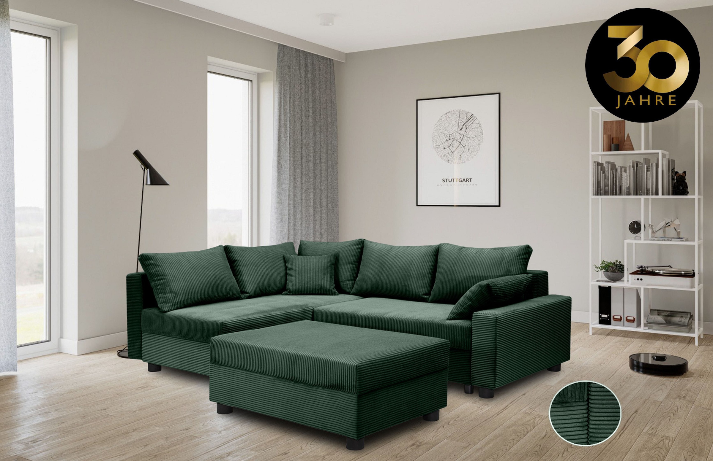 COLLECTION AB Ecksofa »Parma L-Form«, mit Schlaffunktion und Bettkasten, inklusive Kissen, Bonellfederkern