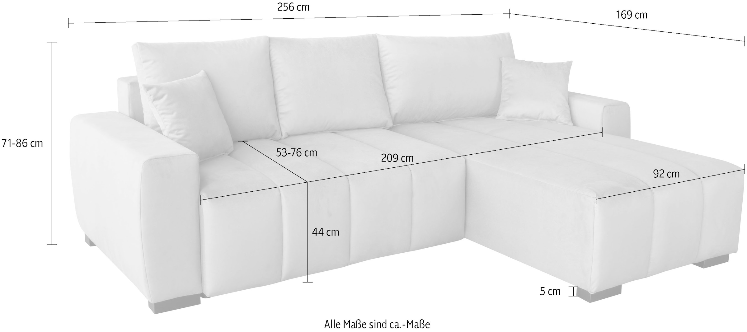 Home affaire Ecksofa »L-Form Bello« mit Bettfunktion, Bettkasten, Frei im Raum stellbar und Federkern