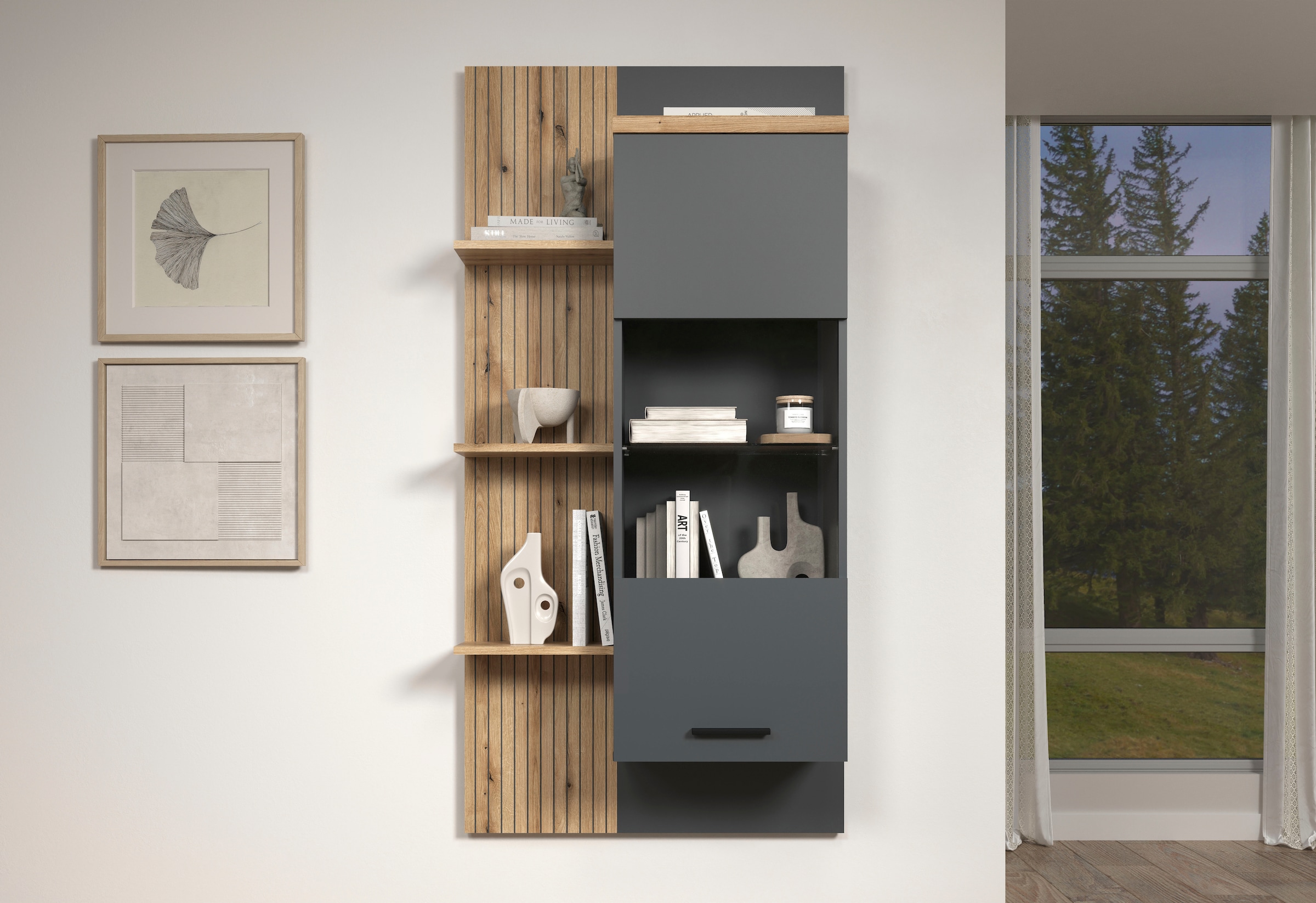 Home affaire Vitrine suspendue »Bajo« 1 cuis tlg. Hängeschrank mit 1 Tür & 1 Glasboden – (B/T/H) 80/32/161 cm