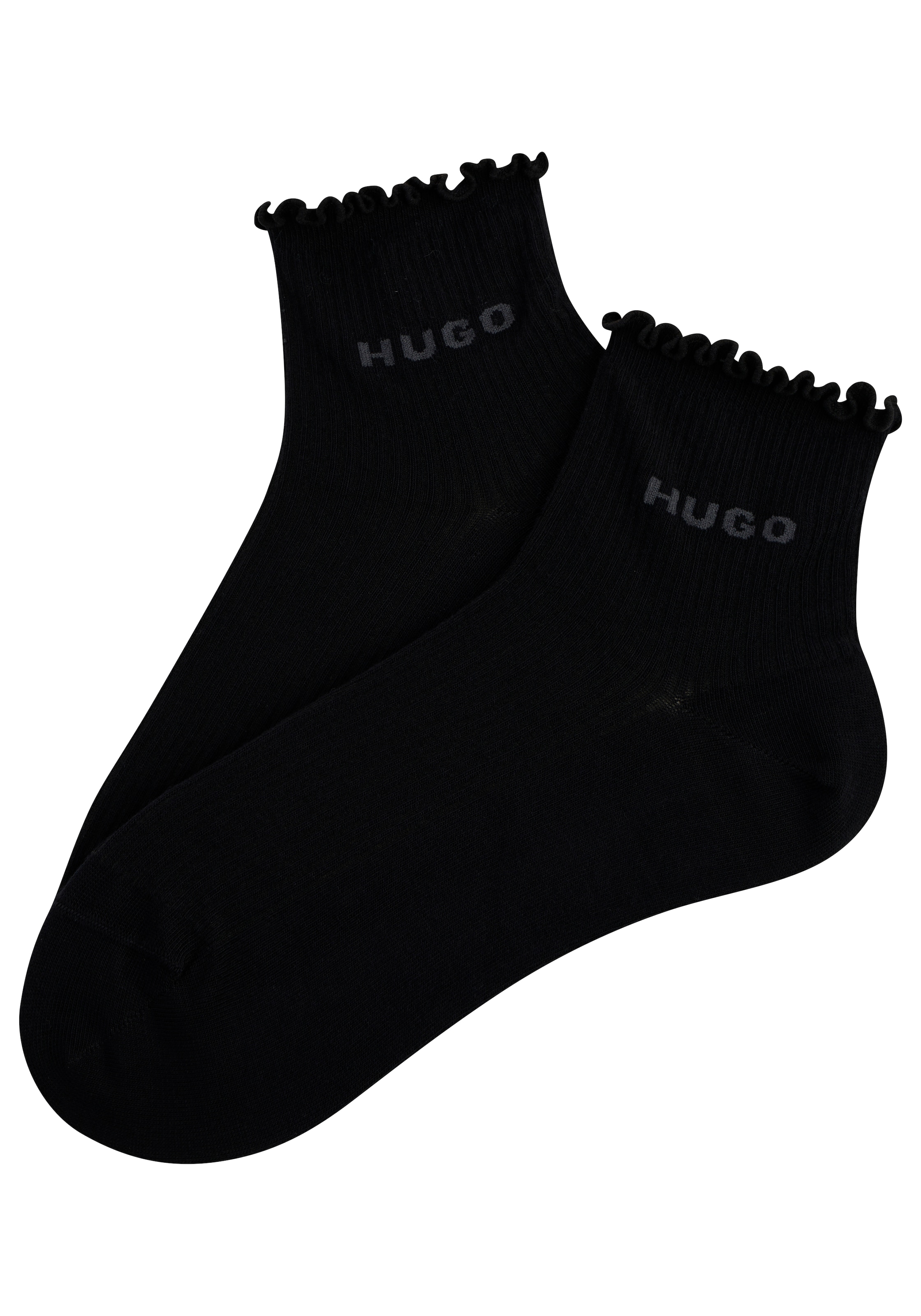 HUGO Underwear Chaussettes courtes mit gewellter Kante, Rippstruktur