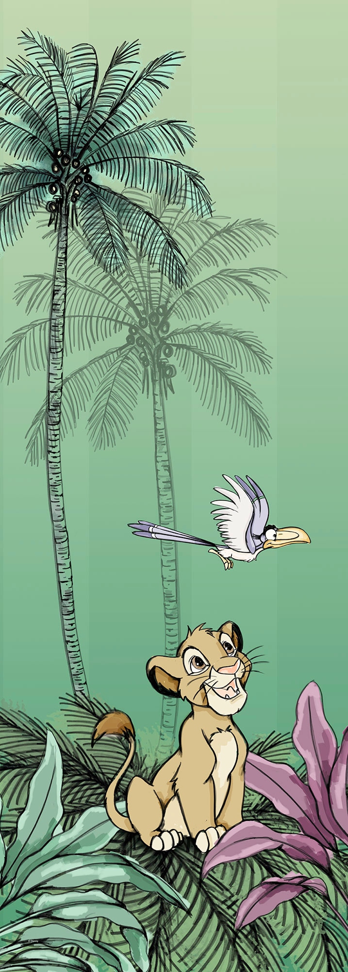 Image of Komar Vliestapete "Digitaldruck Vlies - Jungle Simba - Grösse 100 x 280 cm" bedruckt glatt Wohnzimmer, Schlafzimmer