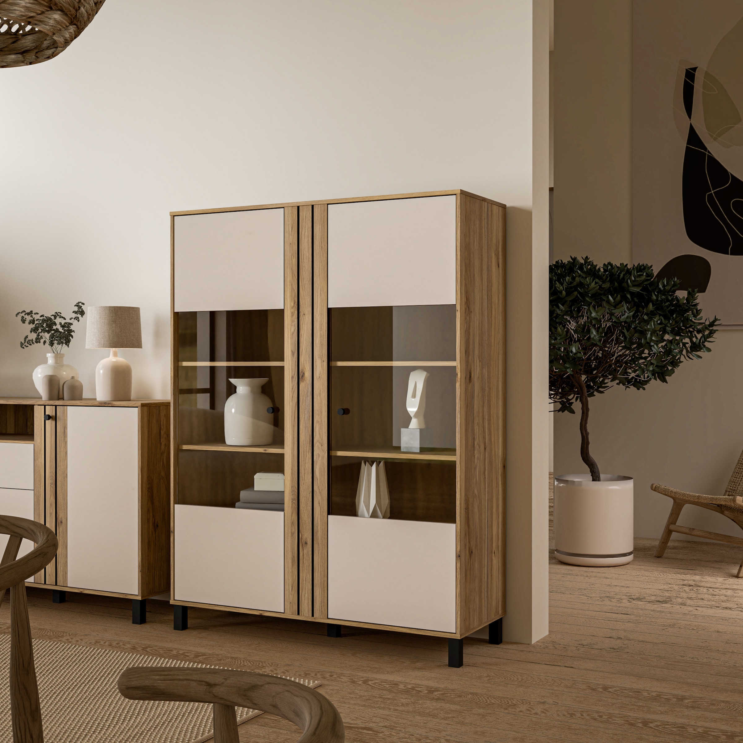 Image of FORTE Highboard "Killarney" Highboardvitrine, Stauraum, Soft Close